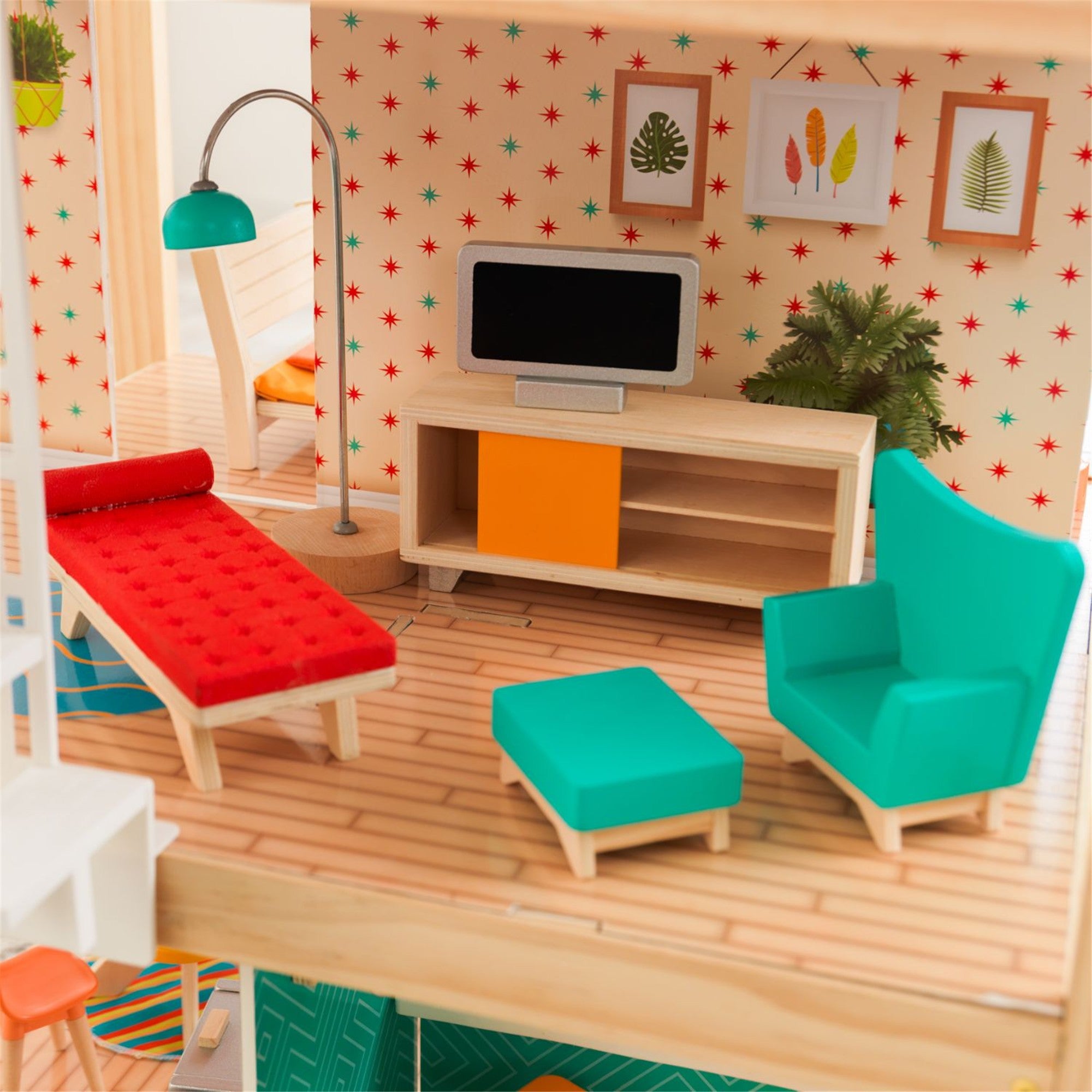 KidKraft So Stylish Mansion Dollhouse with Easy Assembly - Wooden Doll House for Girls with Furniture & Accessories, Perfect for Pretend Play & Creative Storytelling