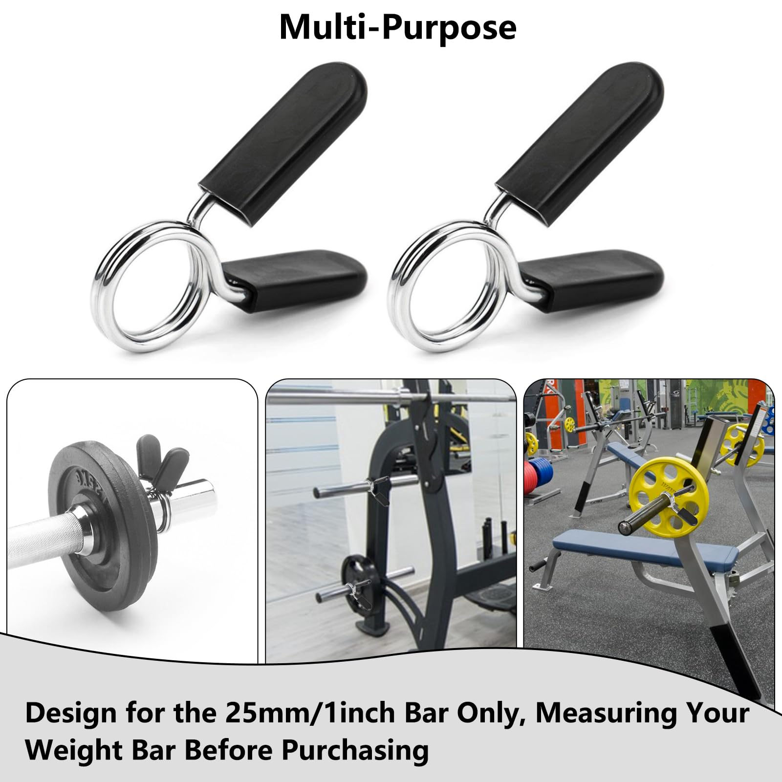 AccEncyc 1 Inch Olympic Barbell Spring Collar Clips - Heavy Duty Weightlifting Clamps for Dumbbells, Powerlifting & Strength Training - Secure Your Weights for Gym, Home & CrossFit Workouts