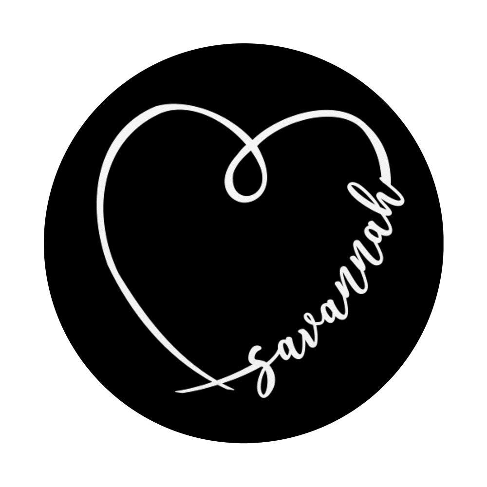 Savannah Name Minimalist Heart Calligraphy Art PopSockets PopGrip - Swappable Phone & Tablet Grip for iPhone, Samsung | Perfect for Everyday Use, Gifts & Personalization