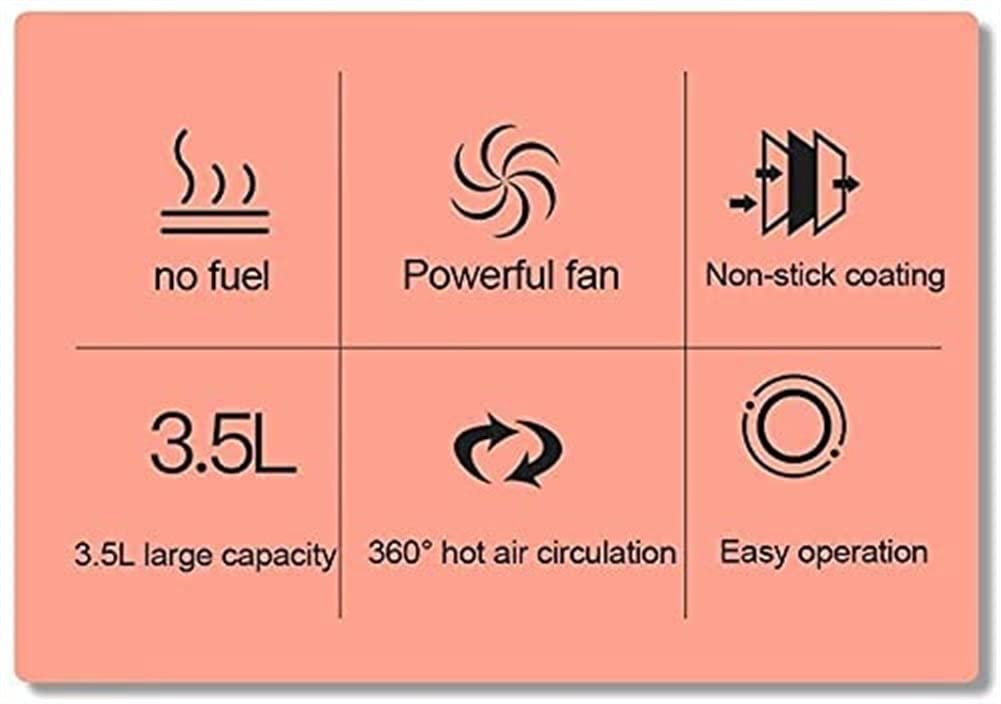 Compact Air Fryer 1400W - Electric Hot Oven & Oil-Free Cooker with Easy Knob Controls for Roasting, Baking, Dehydrating & Warming - Perfect for Healthy Cooking, Meal Prep & Small Kitchens - Black