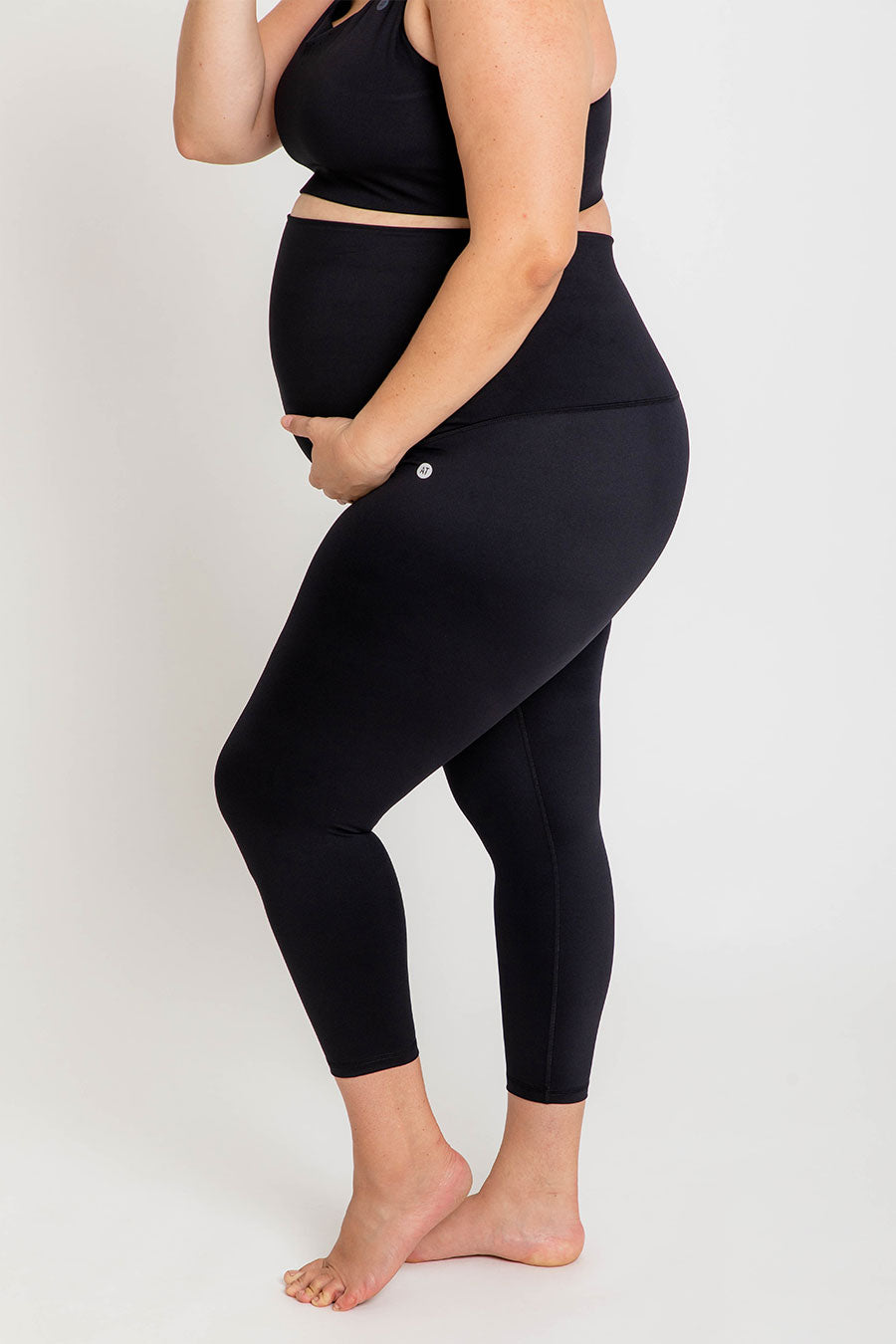 Best Maternity Support 7/8 Leggings for Pregnancy - Black | Comfortable & Stretchy for Yoga, Workouts & Everyday Wear
