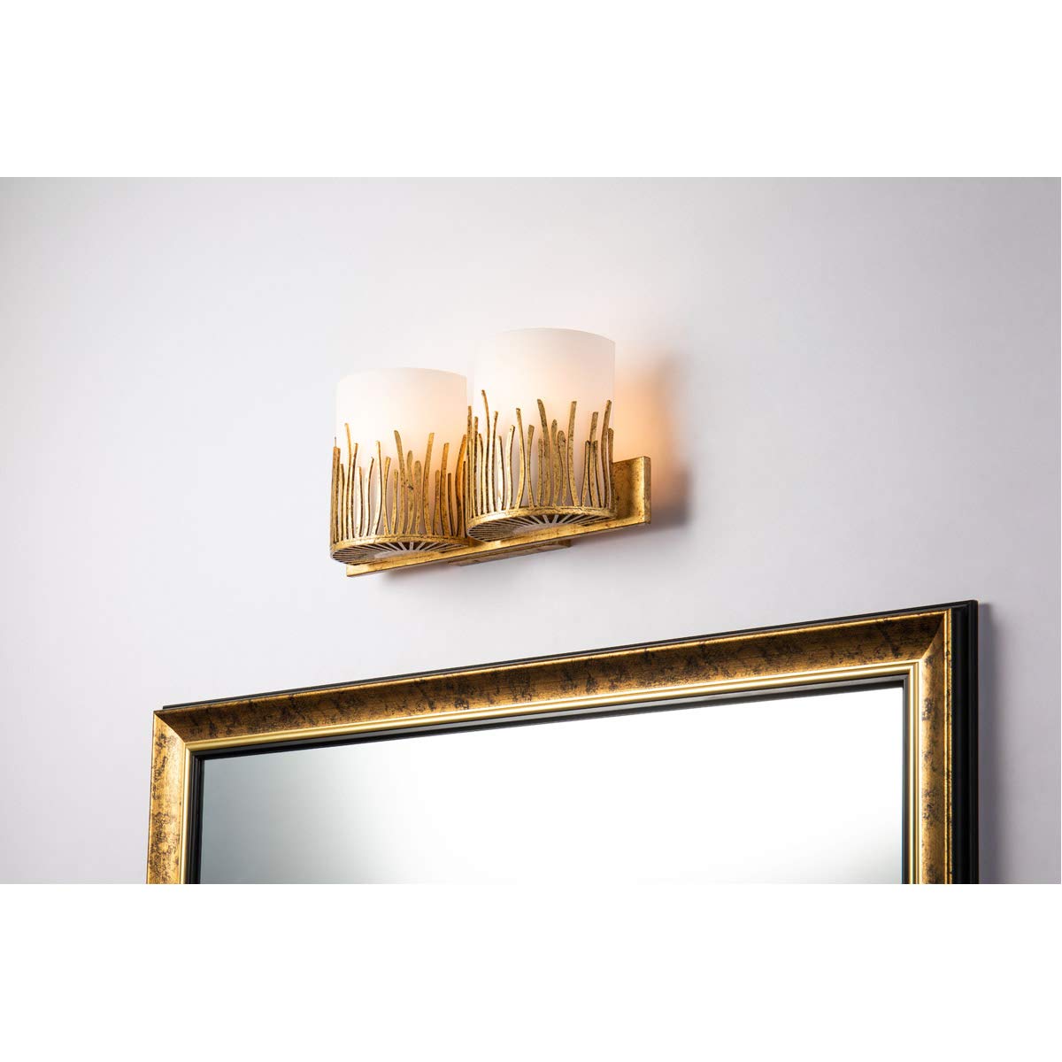 Lucas & McKearn BB90610G-2 Sawgrass 2-Light Bathroom Vanity Light Fixture in Gold - Perfect for Modern Bathroom Makeovers & Spa-Inspired Decor