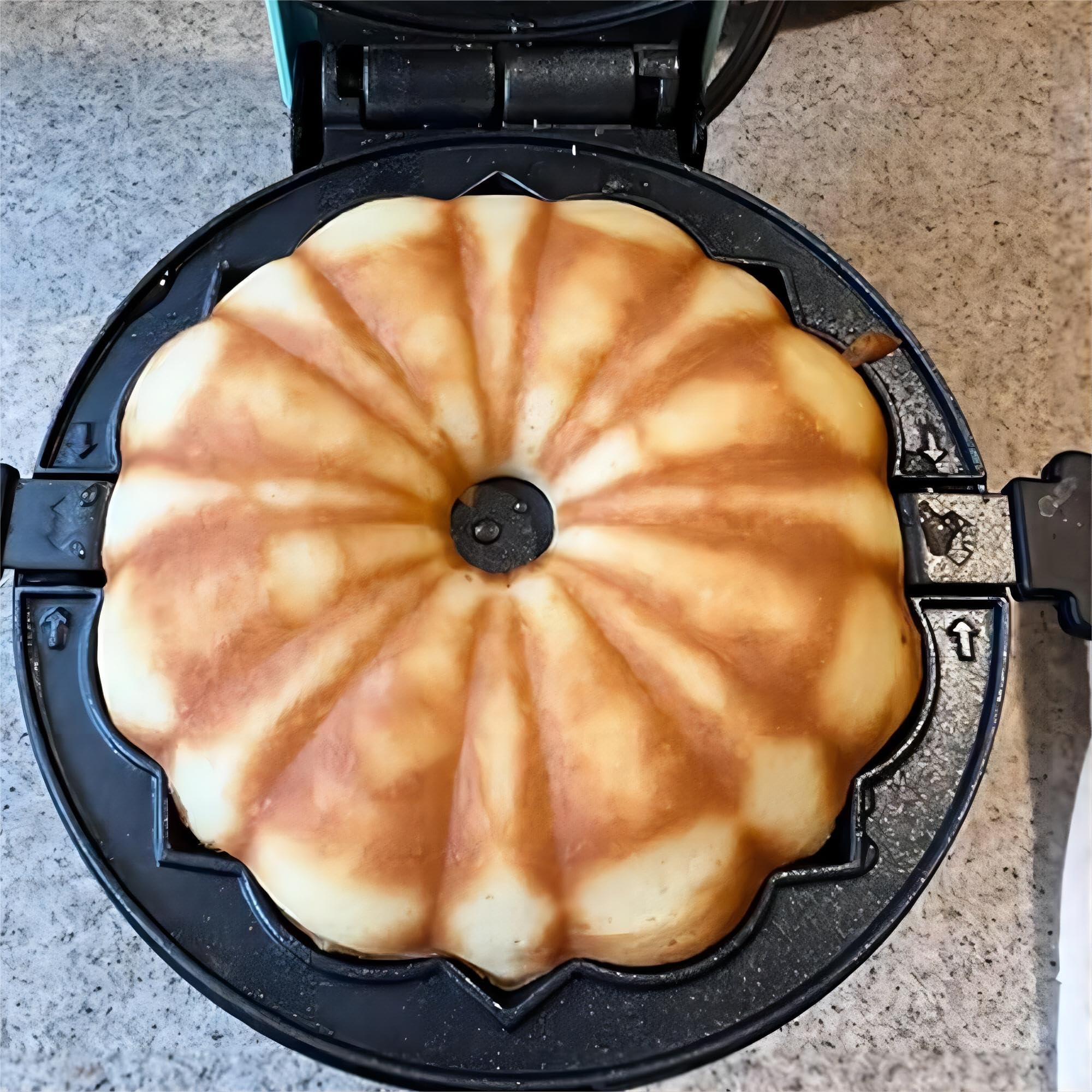 Non-Stick Double-Sided Heating 3-in-1 Cake Maker Machine for Lava Cakes, Mini Donuts & Waffles - Perfect for Breakfast, Snacks & Desserts - Quick & Easy Pancake Maker with Azure Design (Ideal for Home Kitchen, Parties & Kids' Treats)