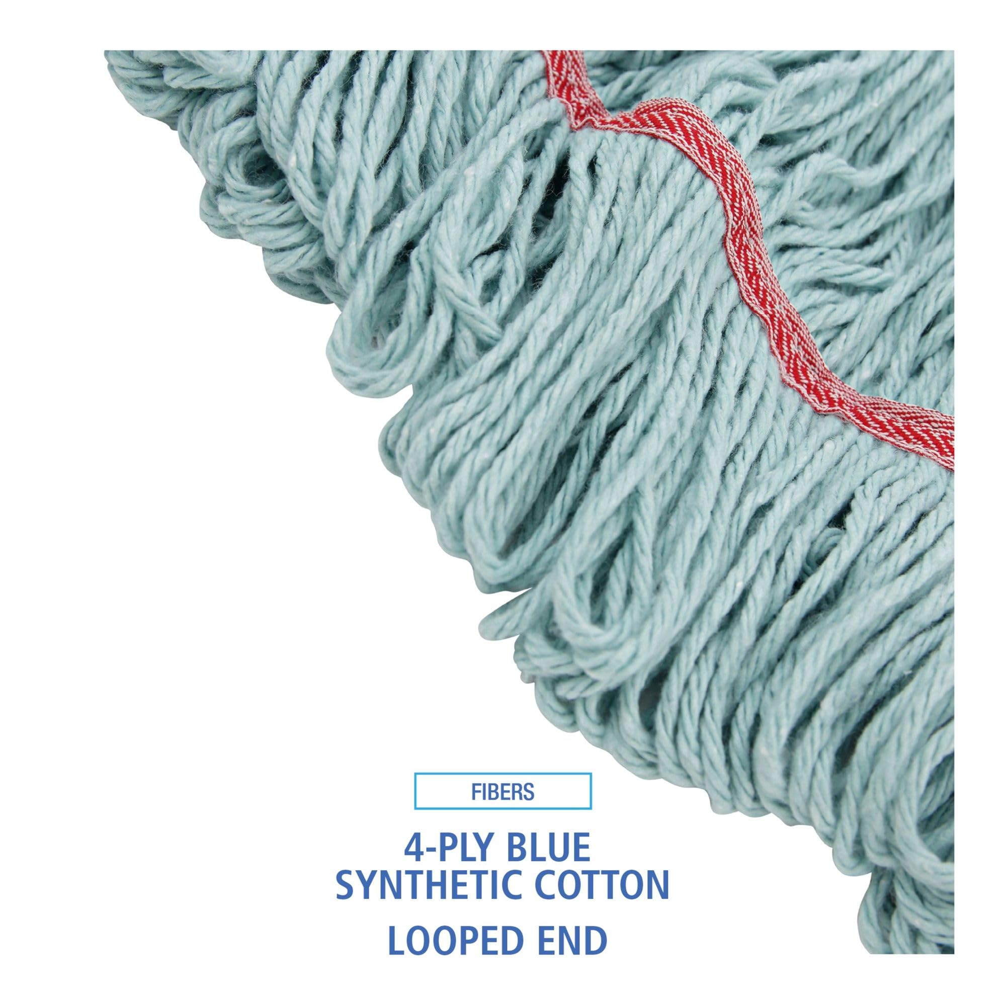 EchoMop BWK1400LCT - Large Blue Wet Mop with Looped-End Synthetic/Cotton Head (12/Carton) - Ideal for Hardwood Floors, Tile & Commercial Cleaning