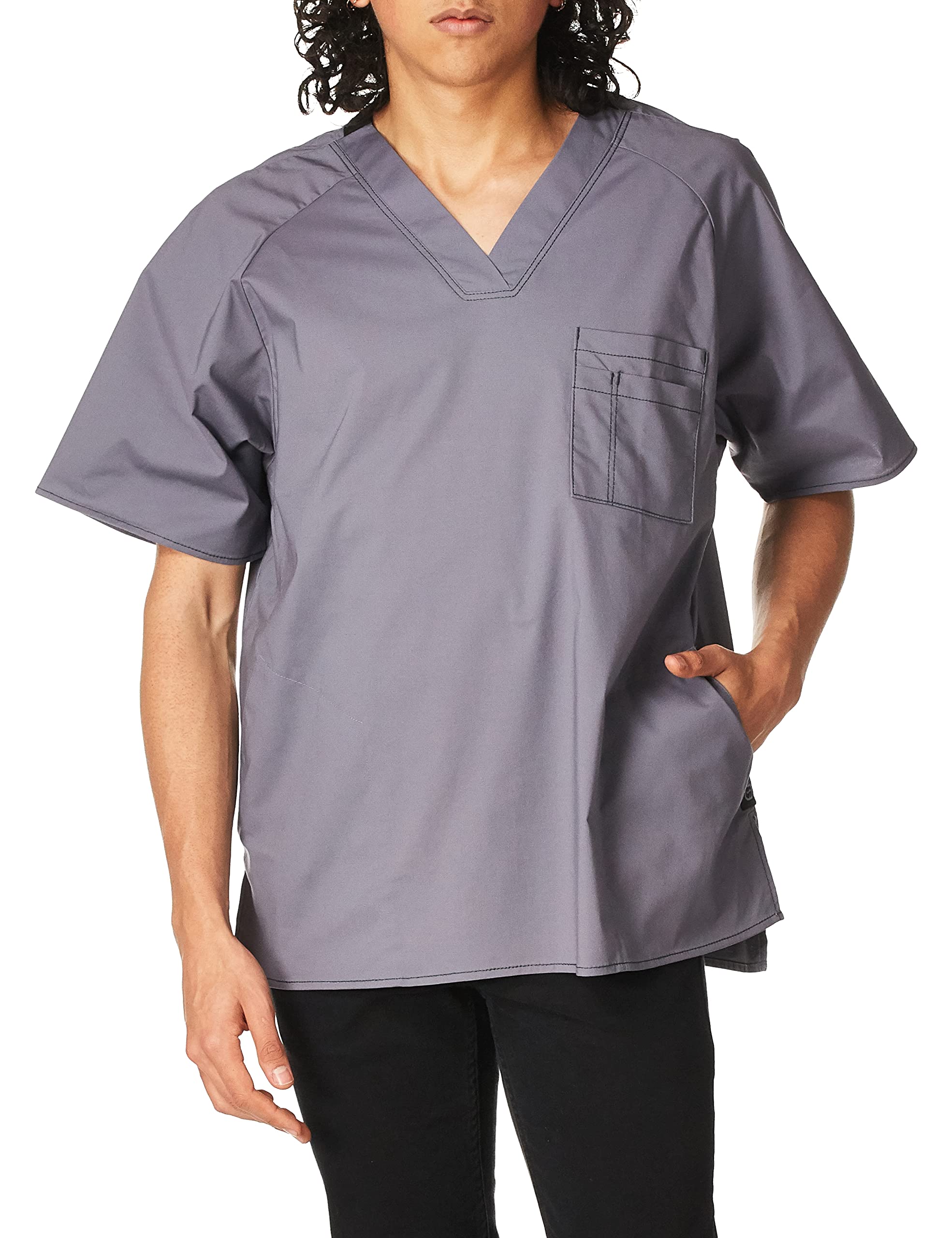 WonderWink Men's Wonderflex Anchor Solid Scrub Top - Comfortable Medical Uniform for Doctors & Nurses - Perfect for Hospital Shifts, Clinical Work & Healthcare Professionals