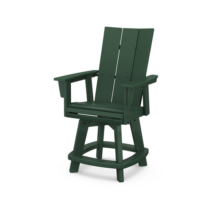 POLYWOOD Modern Curveback Adirondack Swivel Counter Chair - Outdoor Bar Stool for Patio, Deck & Poolside - Weather-Resistant & Durable