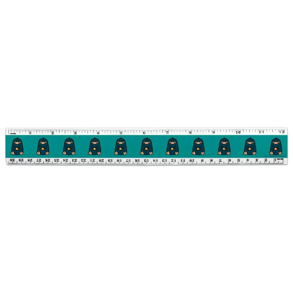 Fantastic Beasts Nifler Cute Chibi Character 12 Inch Plastic Ruler - Dual Standard (Inches & Centimeters) for School, Office, and Harry Potter Fan Collectibles