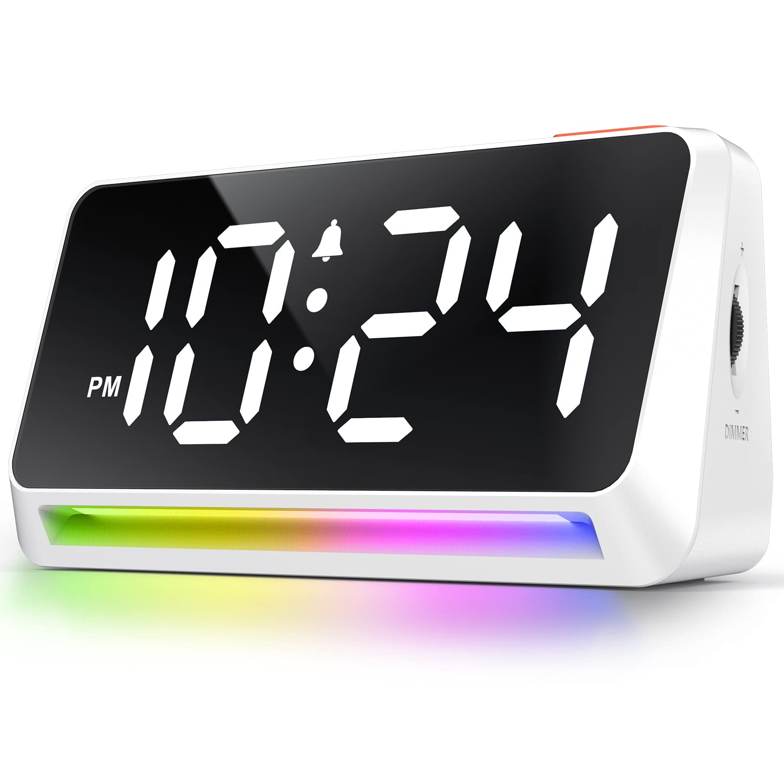 Super Loud Alarm Clock with RGB Lights for Heavy Sleepers - Digital Bedside Clock with LED Display & USB Charger | Perfect for Bedrooms, Teens, Adults and Kids | Wake Up Easily with Dynamic Atmosphere Lighting