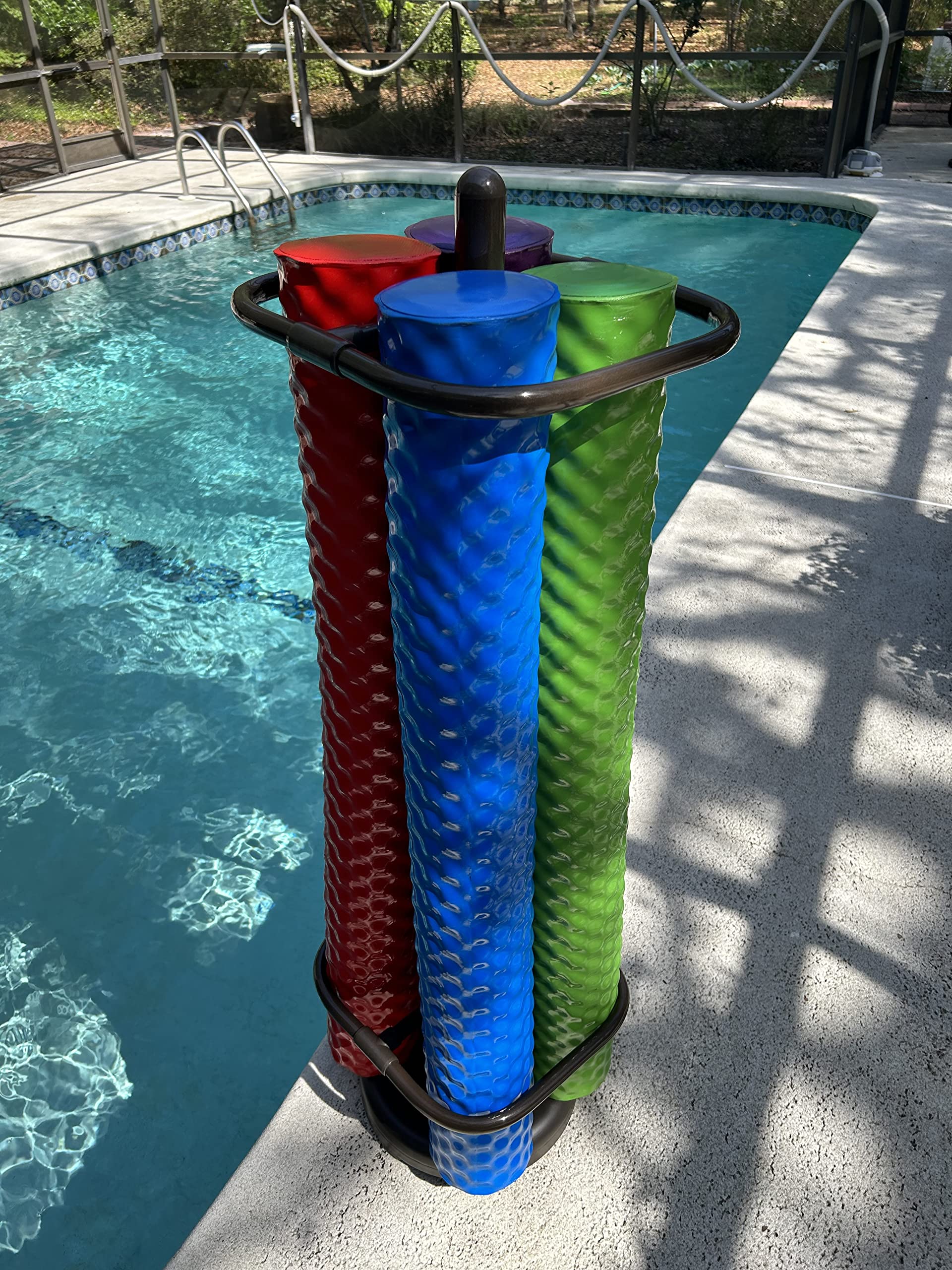 Extra Large Pool Noodle Storage Rack - Bronze PVC Organizer for Wow Noodles & Pool Floats | Made in USA | Portable Outdoor Rack for Backyard, Beach & Poolside Organization