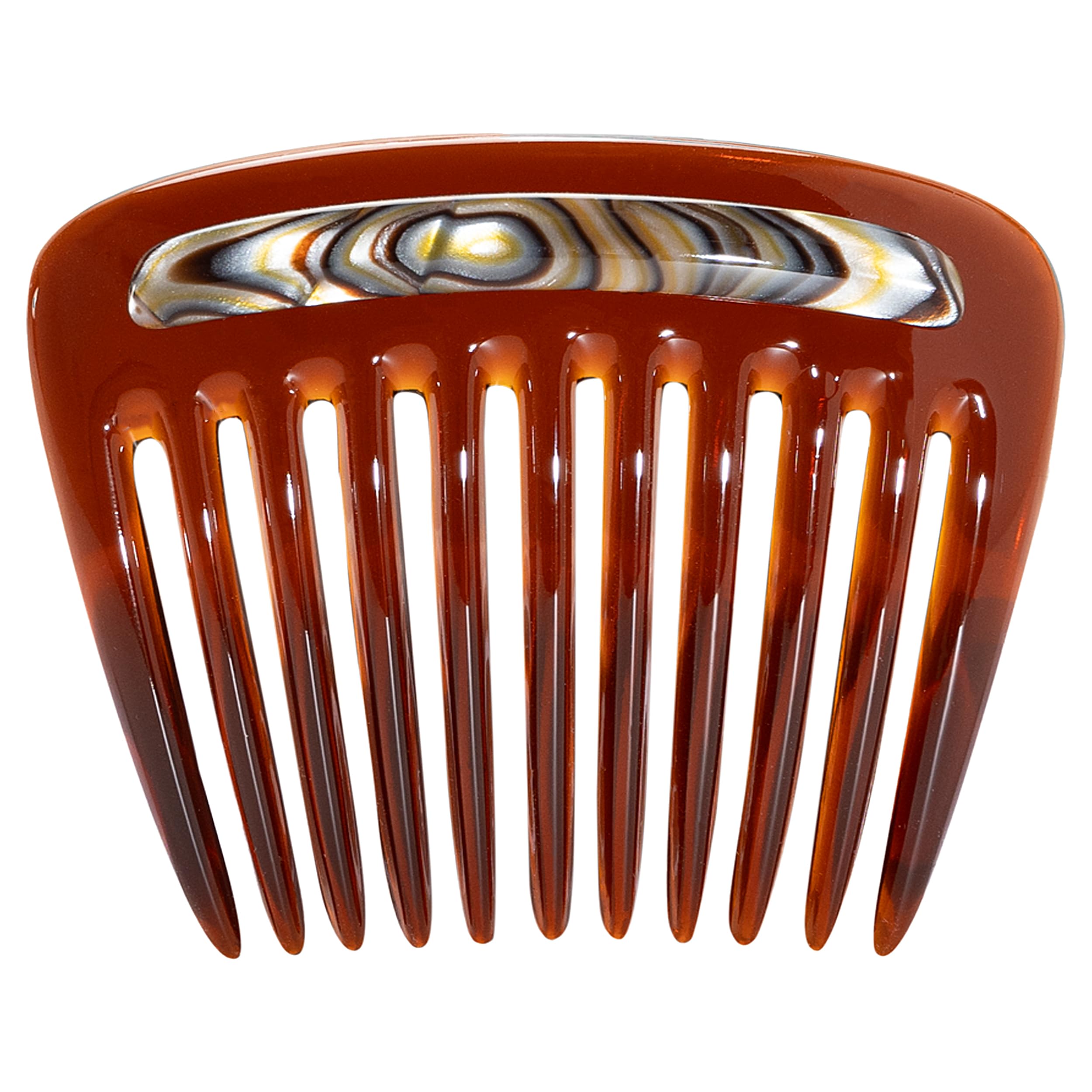 Camila Paris CP3767 French Hair Side Comb - Small Rounded Tortoise Shell Hair Clip for Women | Strong Hold No Slip Hair Accessory for French Twist, Bun & Chignon Hairstyles | Made in France | Perfect for Weddings, Parties & Everyday Elegant Styling