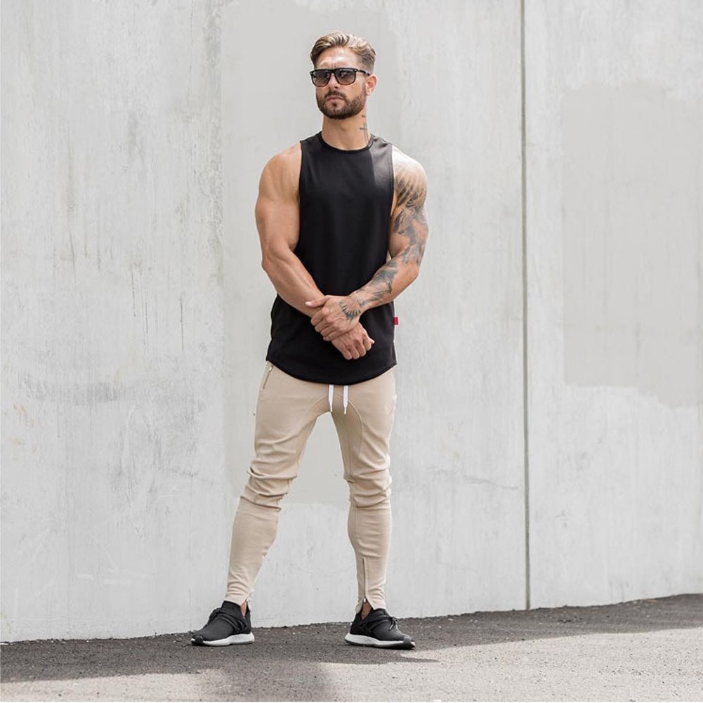 ZUEVI Men's Muscle Cut Off Tank Tops - Bodybuilding & Fitness Sleeveless Gym Shirts - Workout Stringer Tee for Weightlifting, CrossFit & Summer Outdoor Activities