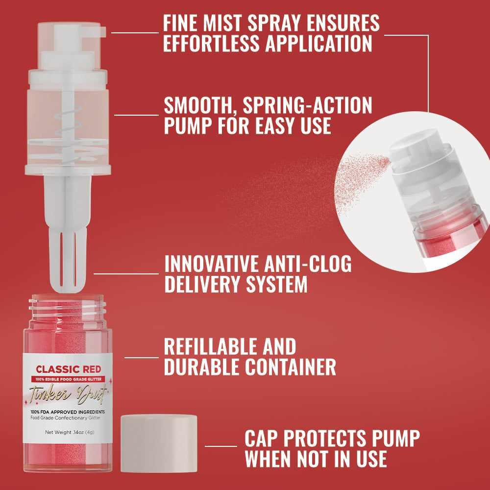 Classic Red Tinker Dust® Glitter - 4g Spray Pump for Crafts, DIY Projects & Party Decor | Wholesale Bulk Glitter Supplies for Art, Cosmetics & Nail Design