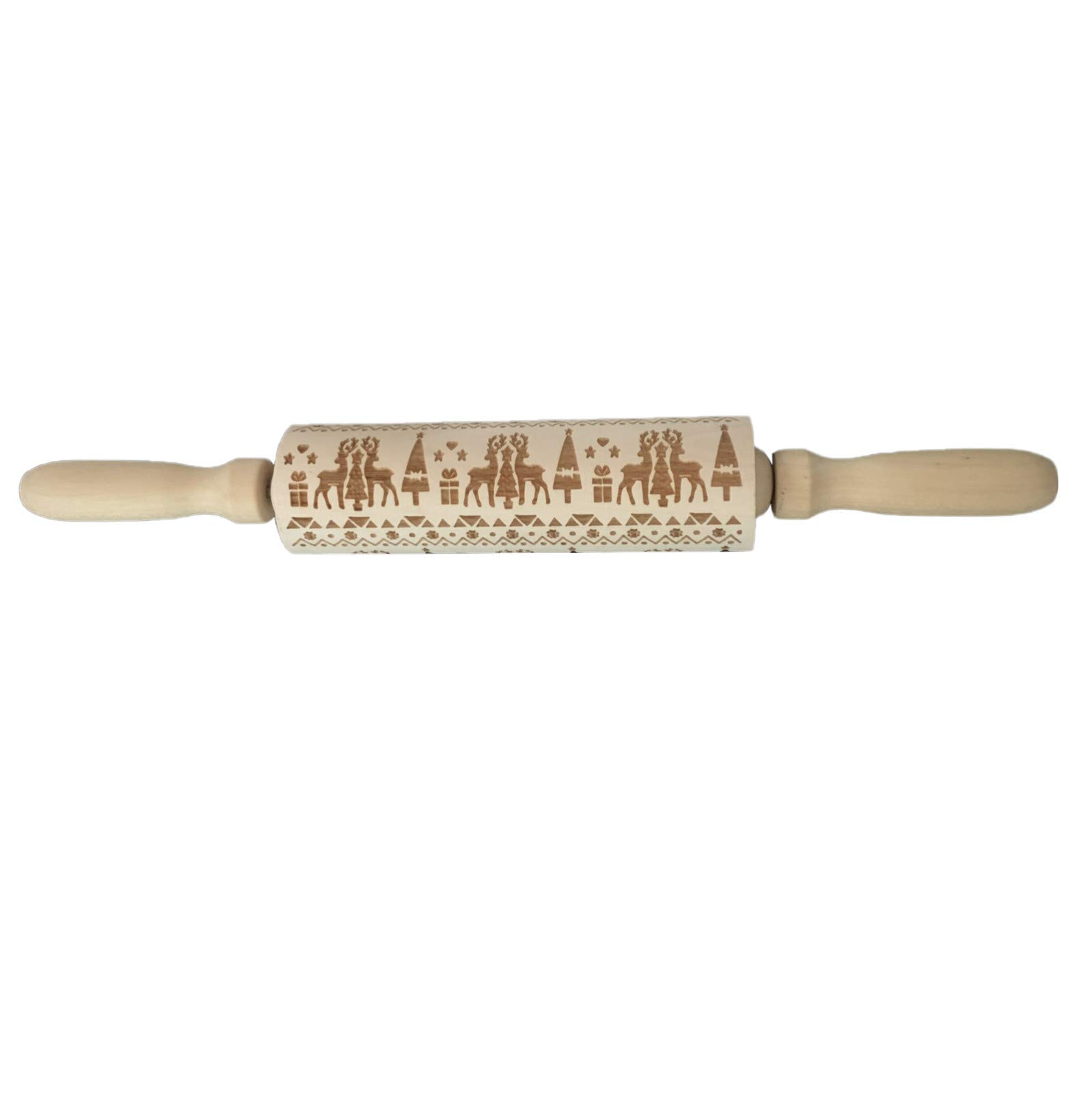 Engraved Wooden Rolling Pin - Handcrafted Embossed Dough Roller for Baking, Pastry & Pizza Making - Perfect Christmas Gift for Kitchen, Dining & Bar - Black Canvas Design
