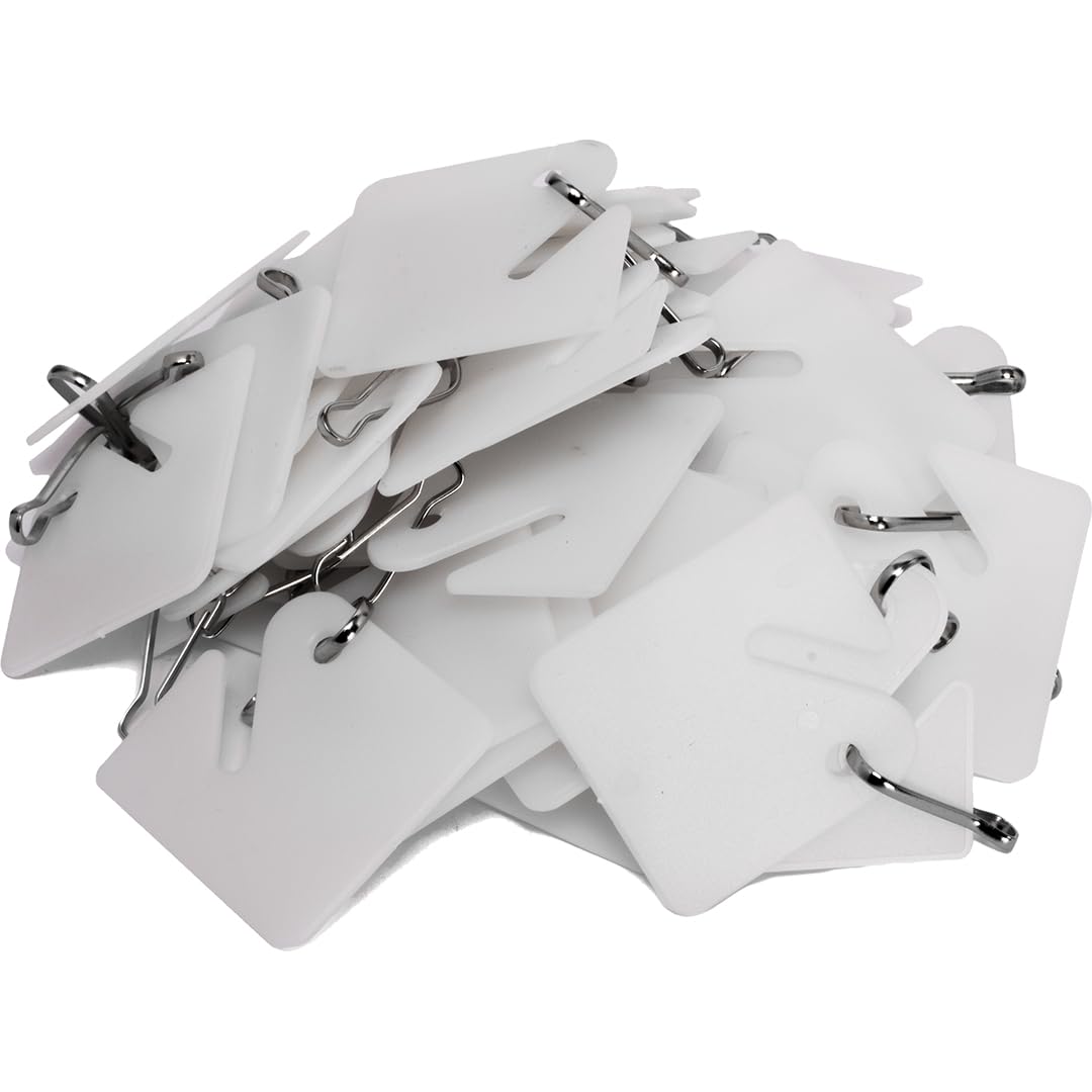 Barska 50-Pack White Multi-Purpose Key Tags with Write-On Labels & Ring Holders - Durable Key Organizers for Home, Office, and Travel Use