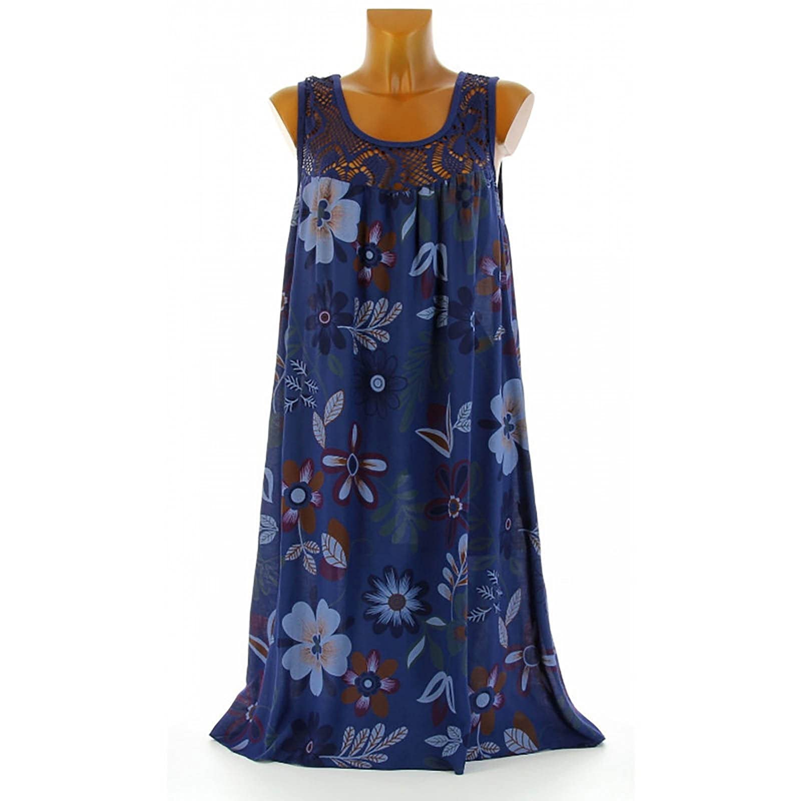 Floral Print Sleeveless Ruched Crewneck Tunic Dress for Women - Summer Cool Comfortable Evening Wear for Parties, Dates & Outdoor Events