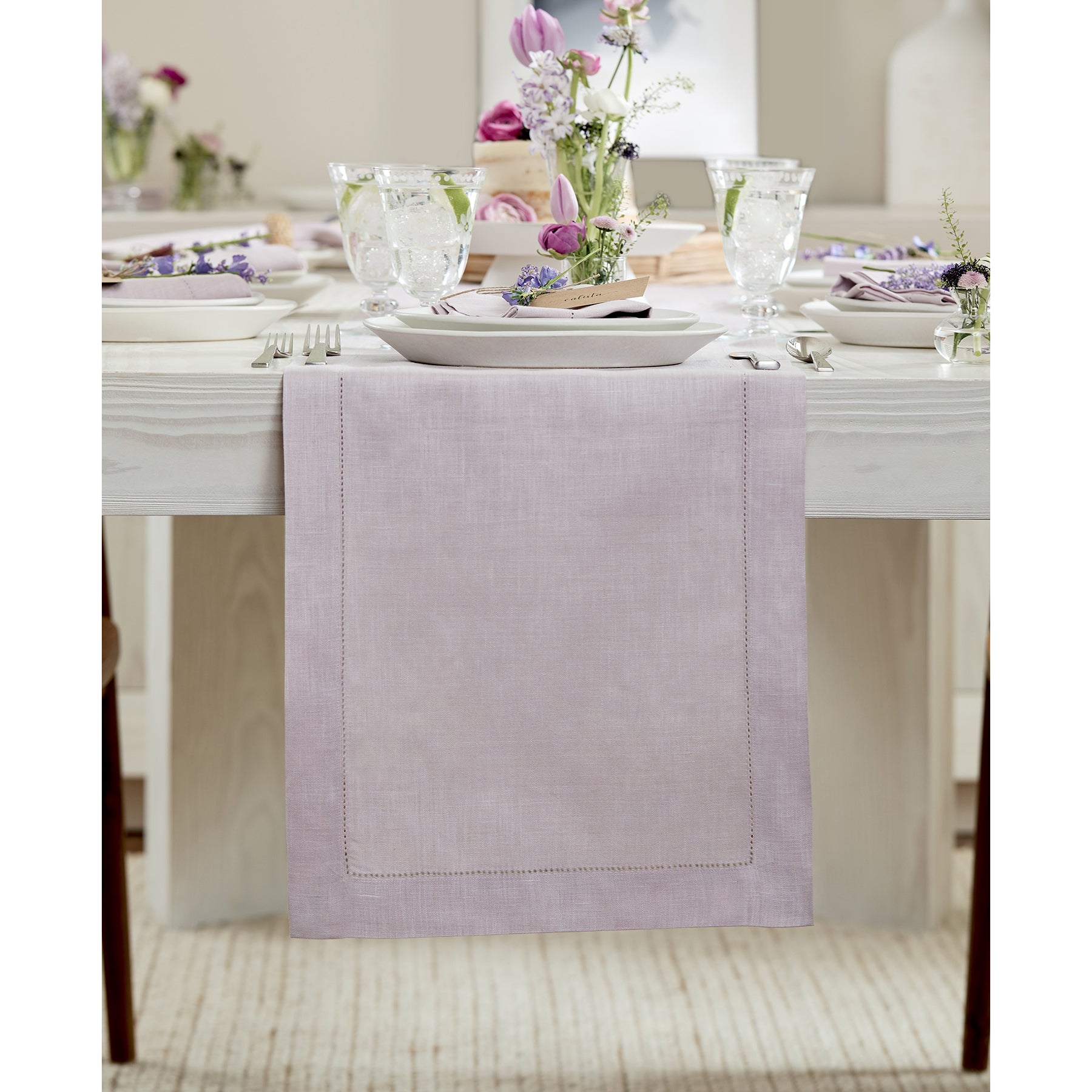 Elegant Classic Hemstitch Table Runner - 12x72 Inch White Linen Table Decor for Dining Room, Wedding & Holiday Parties - Perfect for Farmhouse, Rustic & Boho Home Decor