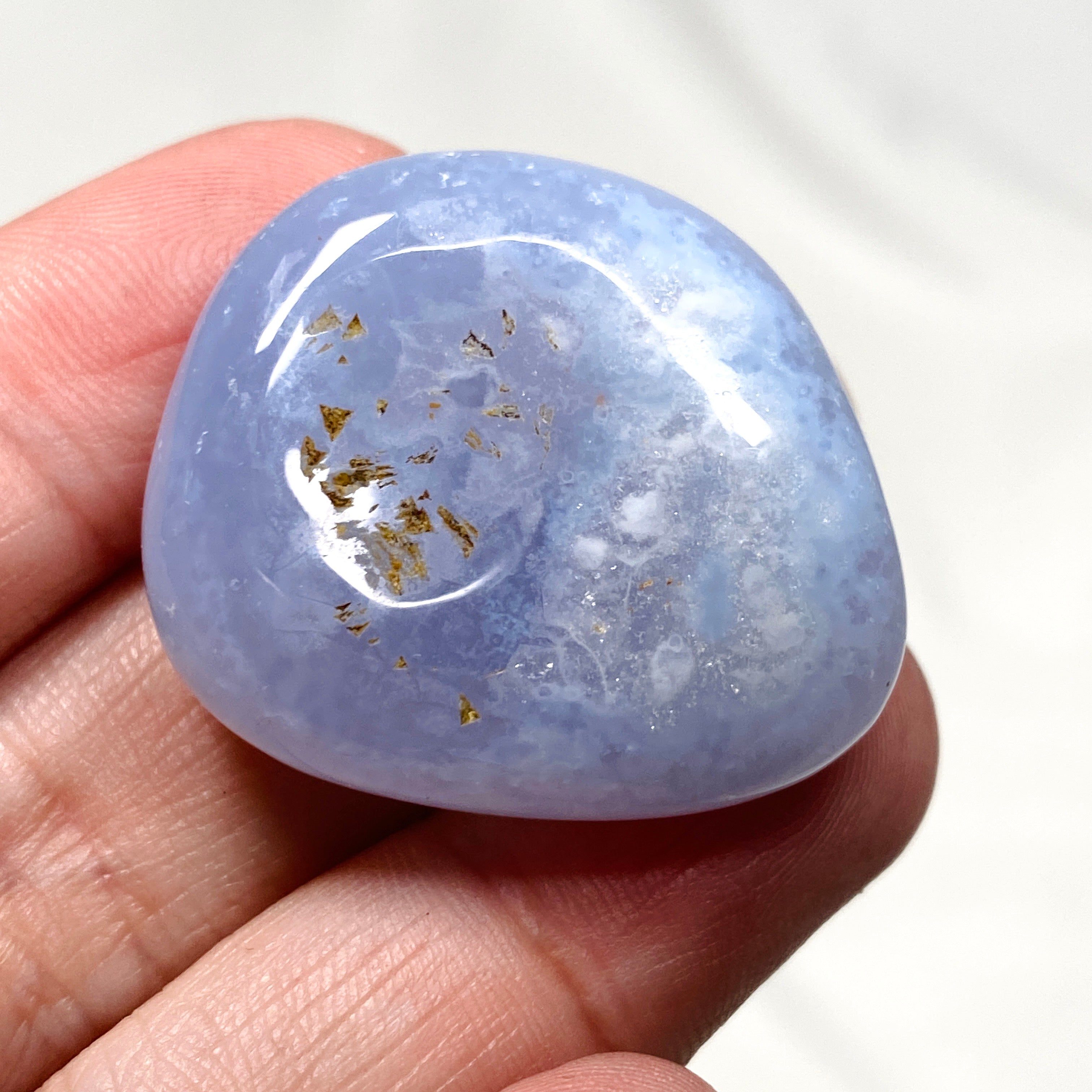 Natural Blue Chalcedony Tumbled Stones - Healing Crystals for Meditation, Reiki & Home Decor