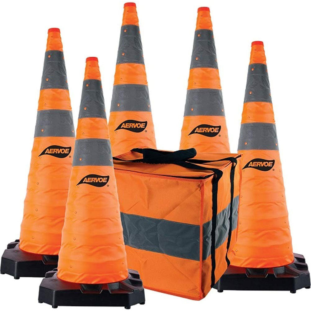 Aervoe 1187 5 36 H.D. Collapsible Safety Cone - 5 Pack Orange Traffic Cones for Road Construction, Parking, and Emergency Safety Use