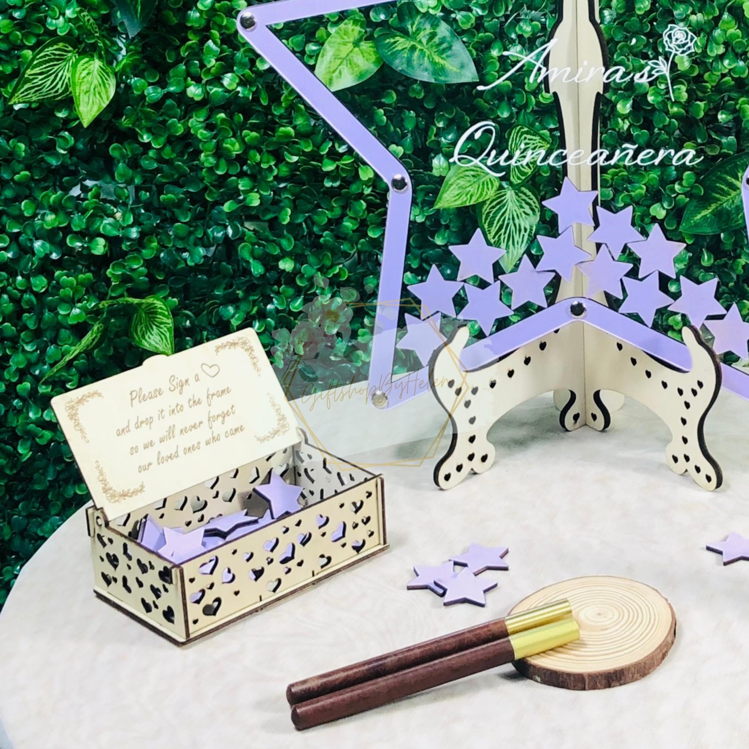 **Personalized Star-Shaped Guest Book for Quinceañera, Wedding & Sweet 16 Birthday - Custom Wooden Keepsake for Special Events & Celebrations**    *(Perfect for Quinceañeras, Weddings, Sweet 16 Parties, Anniversaries & Milestone Celebrations - A Unique & Memorable Guest Book Alternative!)*