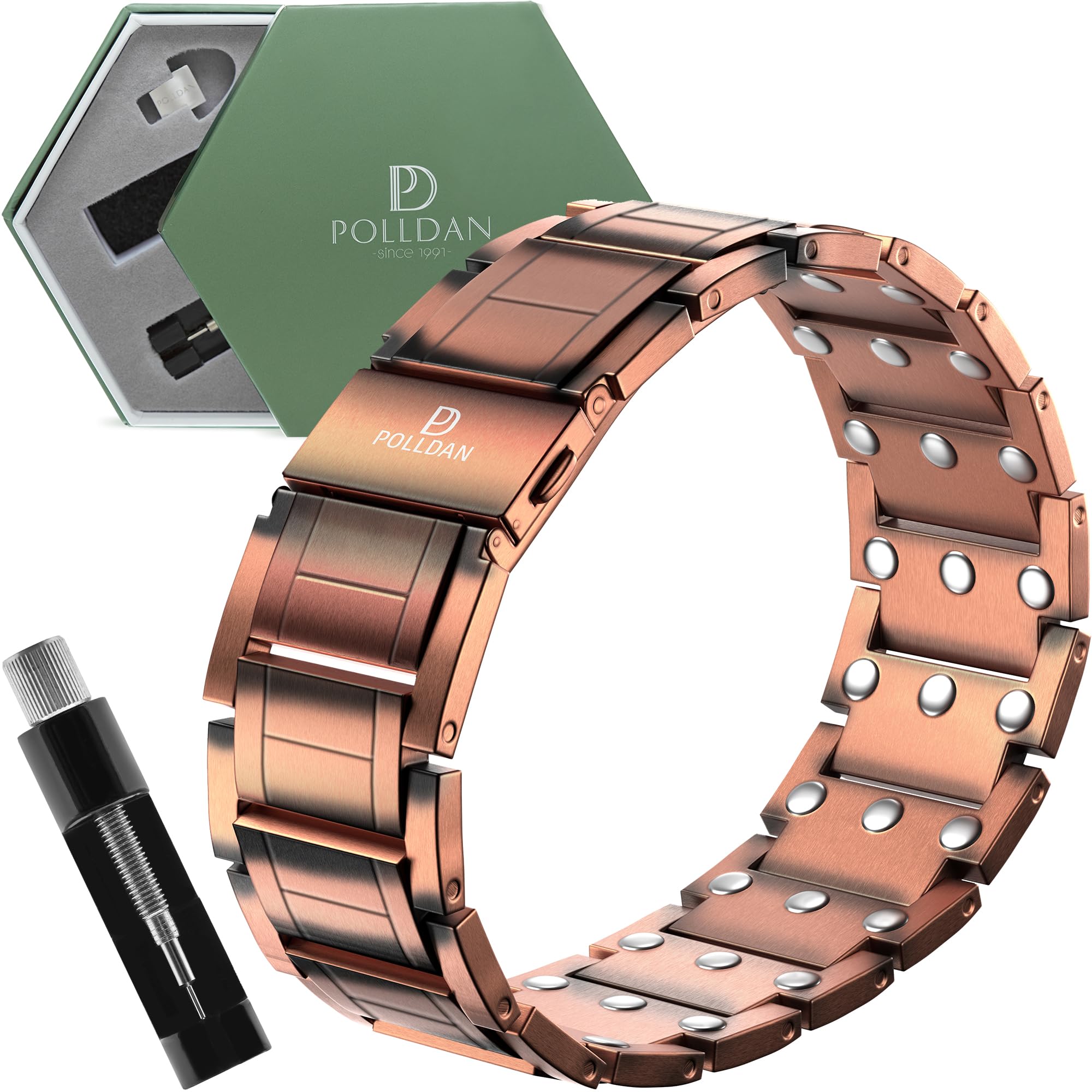 6200 Gauss Magnetic Copper Bracelet for Men - Adjustable Pure Copper Therapy Bracelet with Gift Box & Sizing Tool - Relief for Joint Pain, Arthritis & Circulation - Perfect for Workouts, Yoga & Daily Wear
