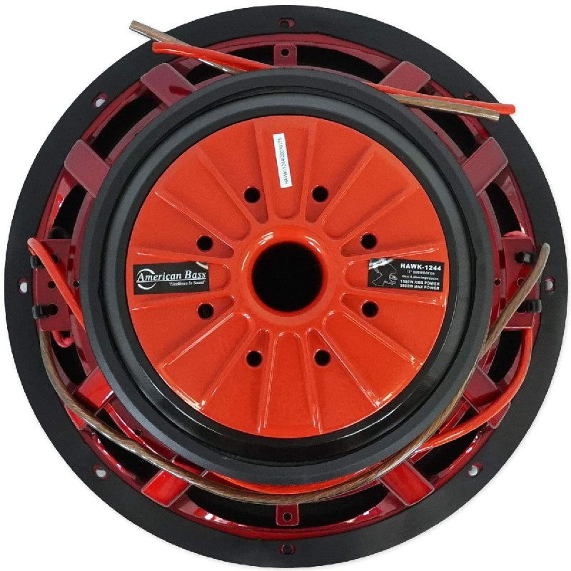 American Bass HAWK1244 12-Inch 3000W Dual 4 Ohm Car Audio Subwoofer - Powerful Bass for Trucks, SUVs & Custom Car Audio Systems