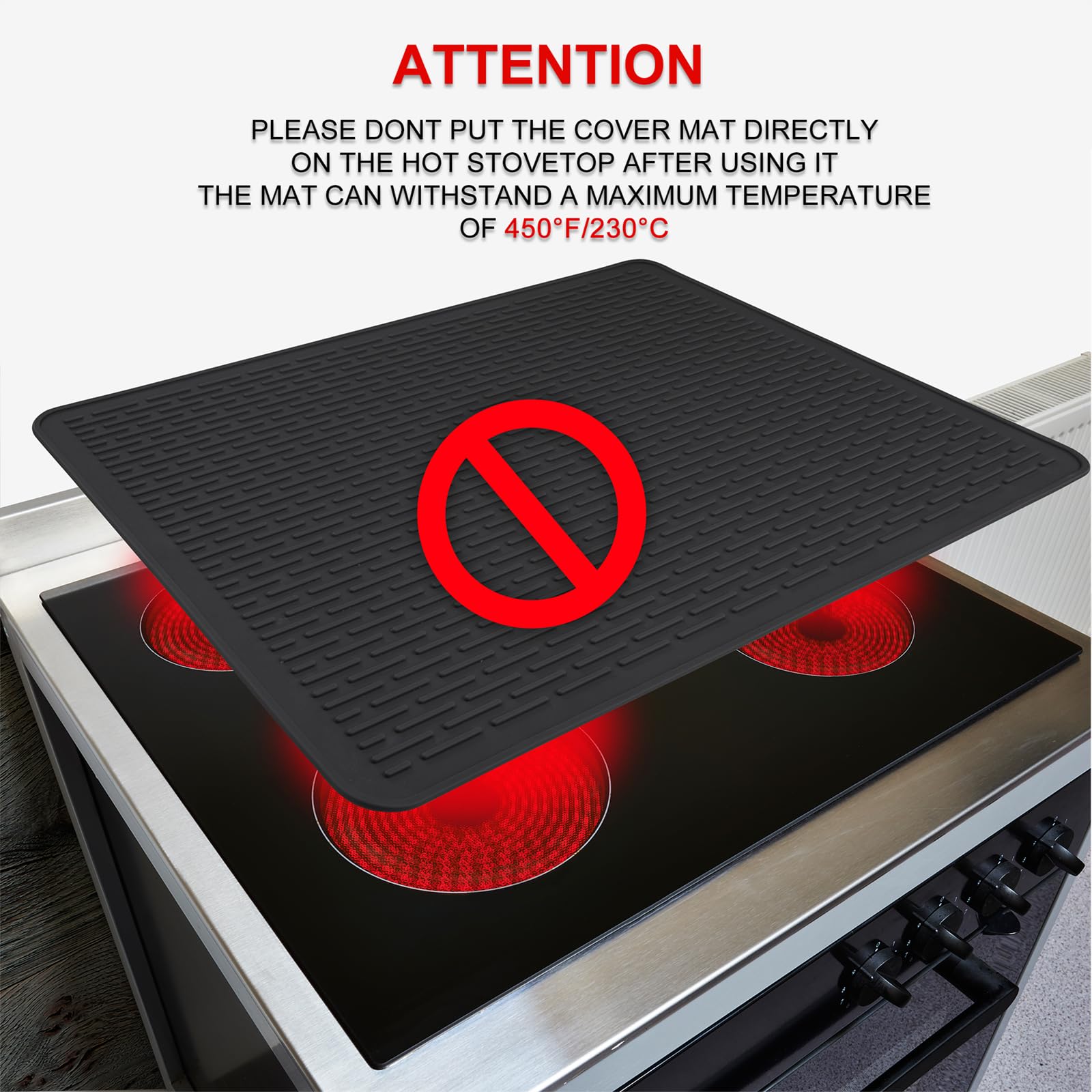 Meiliweser Extra Large Silicone Stove Top Cover 28x20 Inches - Heat Resistant Electric Glass Cooktop Protector & RV Stovetop Mat | Non-Slip Kitchen Counter Dish Drying Mat for Safe Cooking & Counter Protection