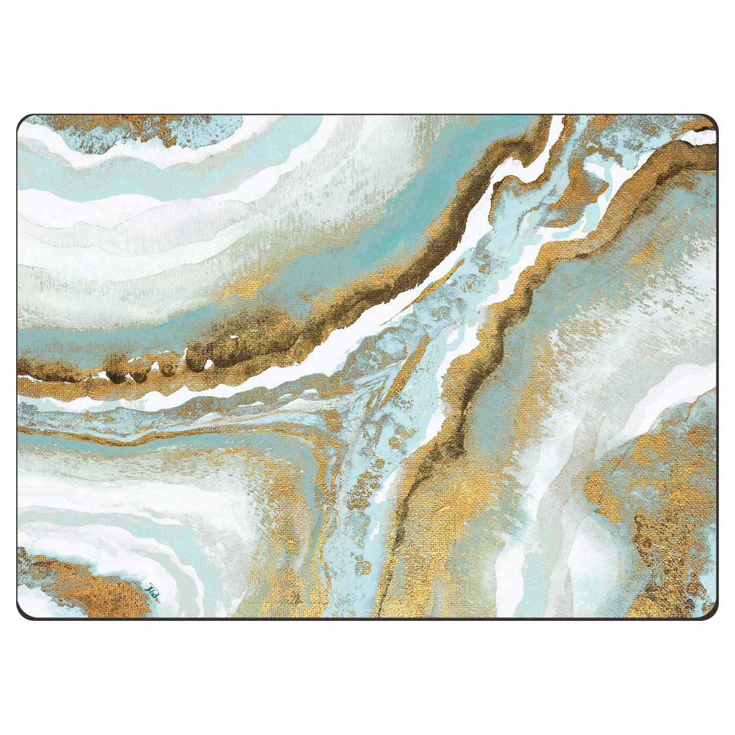 Premium Teal Agate Cork Back Tabletop Placemats - Set of 4 | Heat-Resistant & Easy to Clean | USA Made | Perfect for Dining Tables, Kitchen Countertops & Office Desks