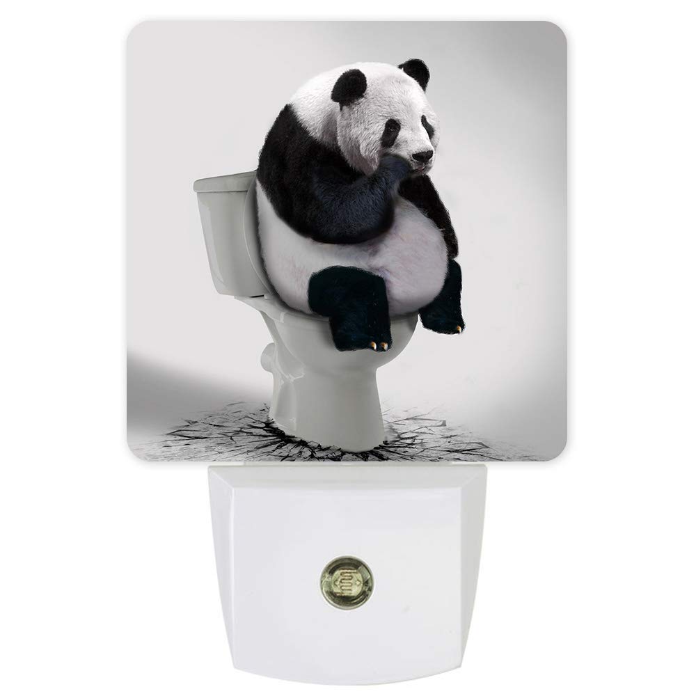 Funny Panda Night Light for Kids - LED Plug-in Wall Lamp with Dusk-to-Dawn Sensor, Cute Animal Shaped Nightlight for Bathroom, Nursery, Bedroom, Hallway & Stairs - Perfect for Bedtime, Nighttime Safety & Home Decor