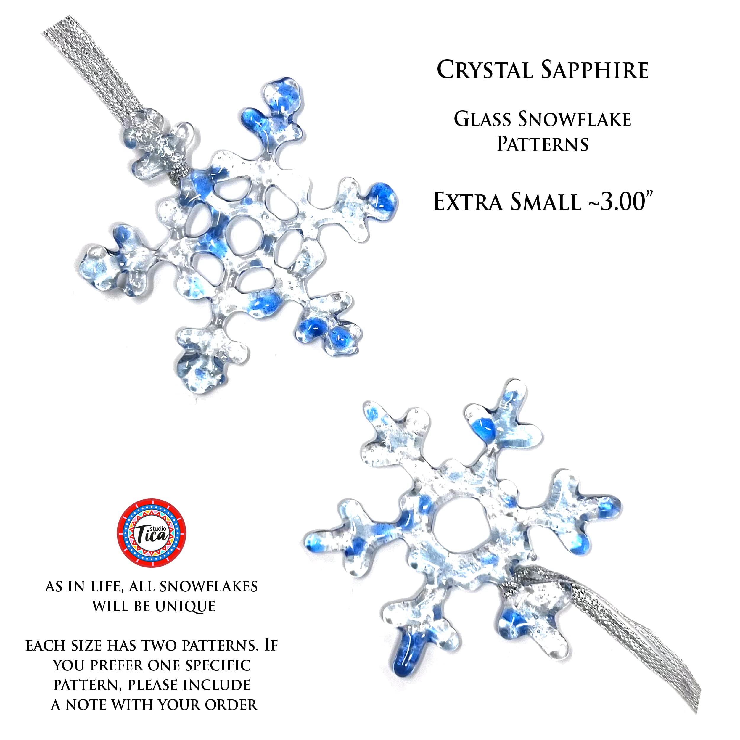 Handmade Sapphire Crystal Glass Snowflake Christmas Ornament - Large Modern Holiday Decoration for Christmas Tree, Suncatcher & Stocking Stuffer - 2024 Edition - Perfect for Festive Home Decor & Gift Giving