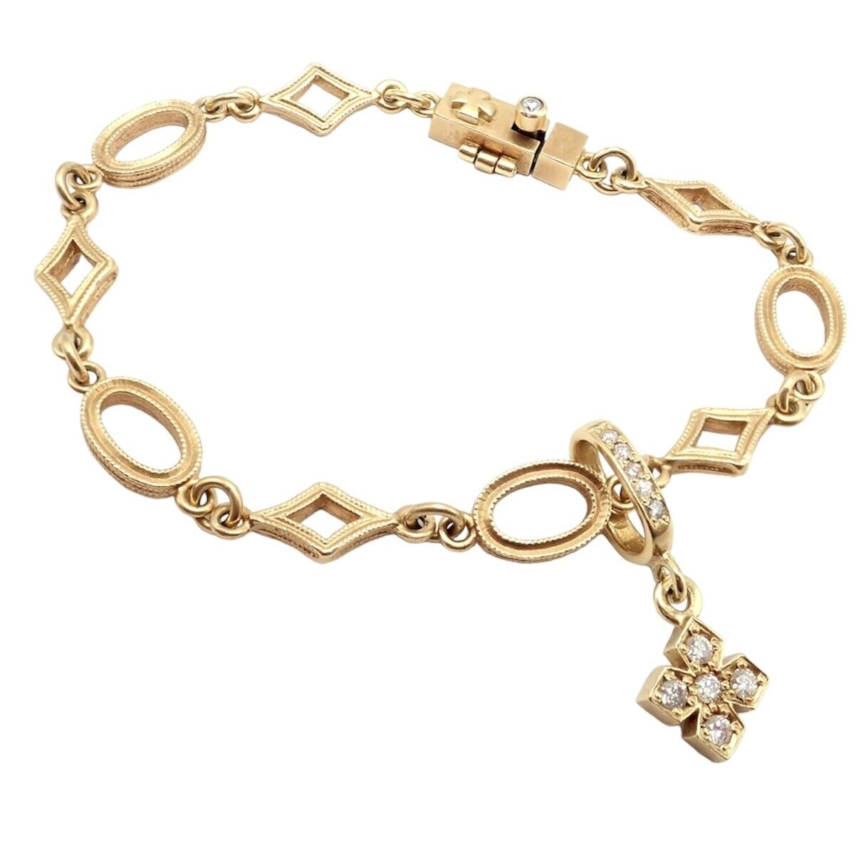 Loree Rodkin 18k Yellow Gold Diamond Cross Bracelet for Women - Luxury Religious Jewelry Gift for Christmas, Baptism & Special Occasions