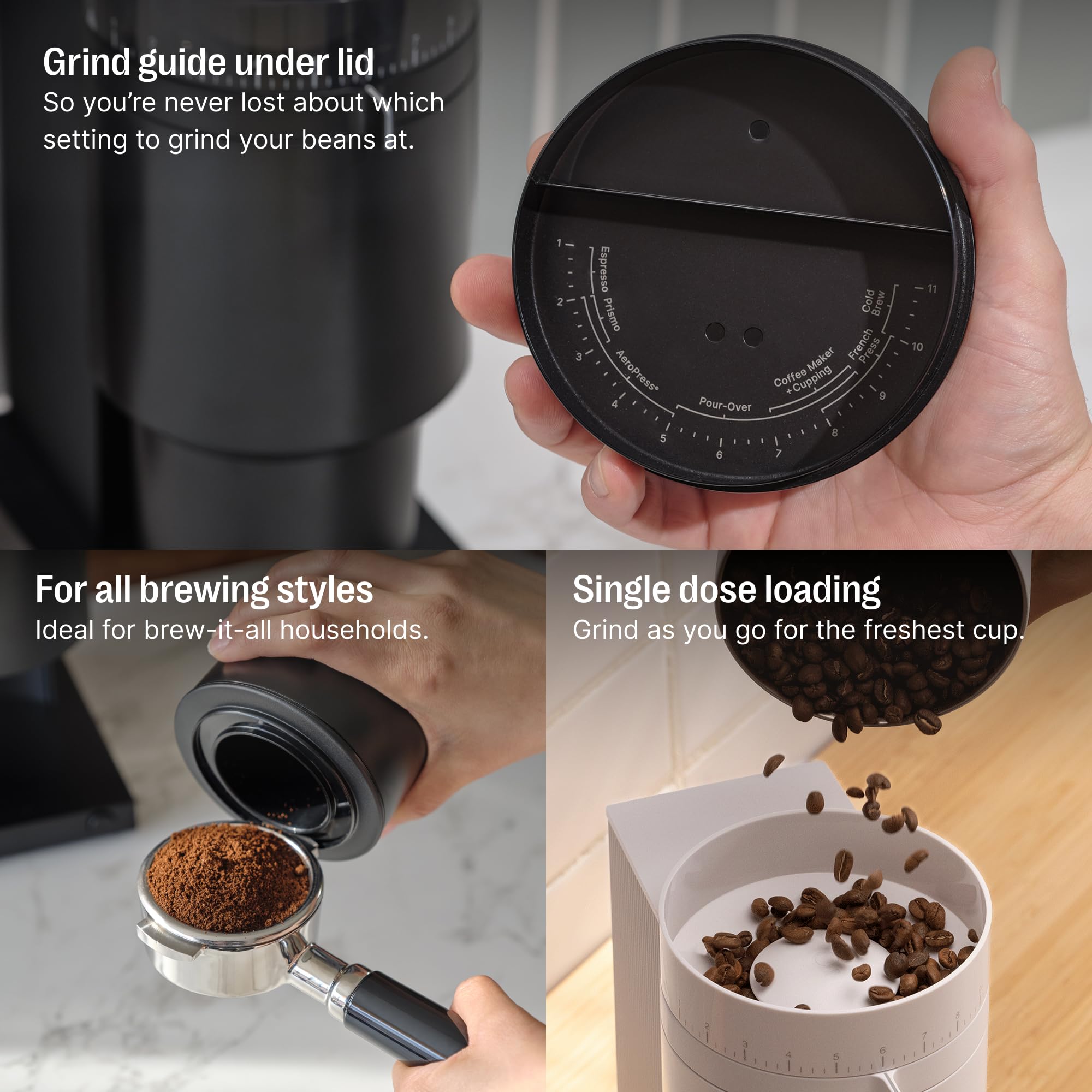 Fellow Opus Conical Burr Coffee Grinder - Premium Espresso Grinder with 41 Precise Settings for Espresso, Drip, French Press & Cold Brew - Matte White - Perfect for Home Baristas & Coffee Enthusiasts
