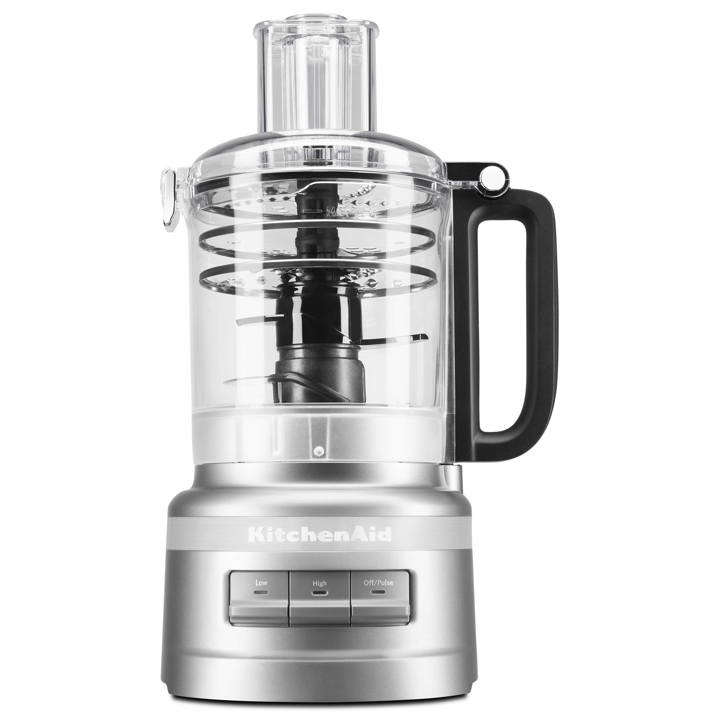 KitchenAid KFP0919CU 9-Cup Food Processor with 3 Blades - Silver (Renewed) | Perfect for Chopping, Slicing & Shredding | Ideal for Meal Prep, Baking & Large Family Cooking