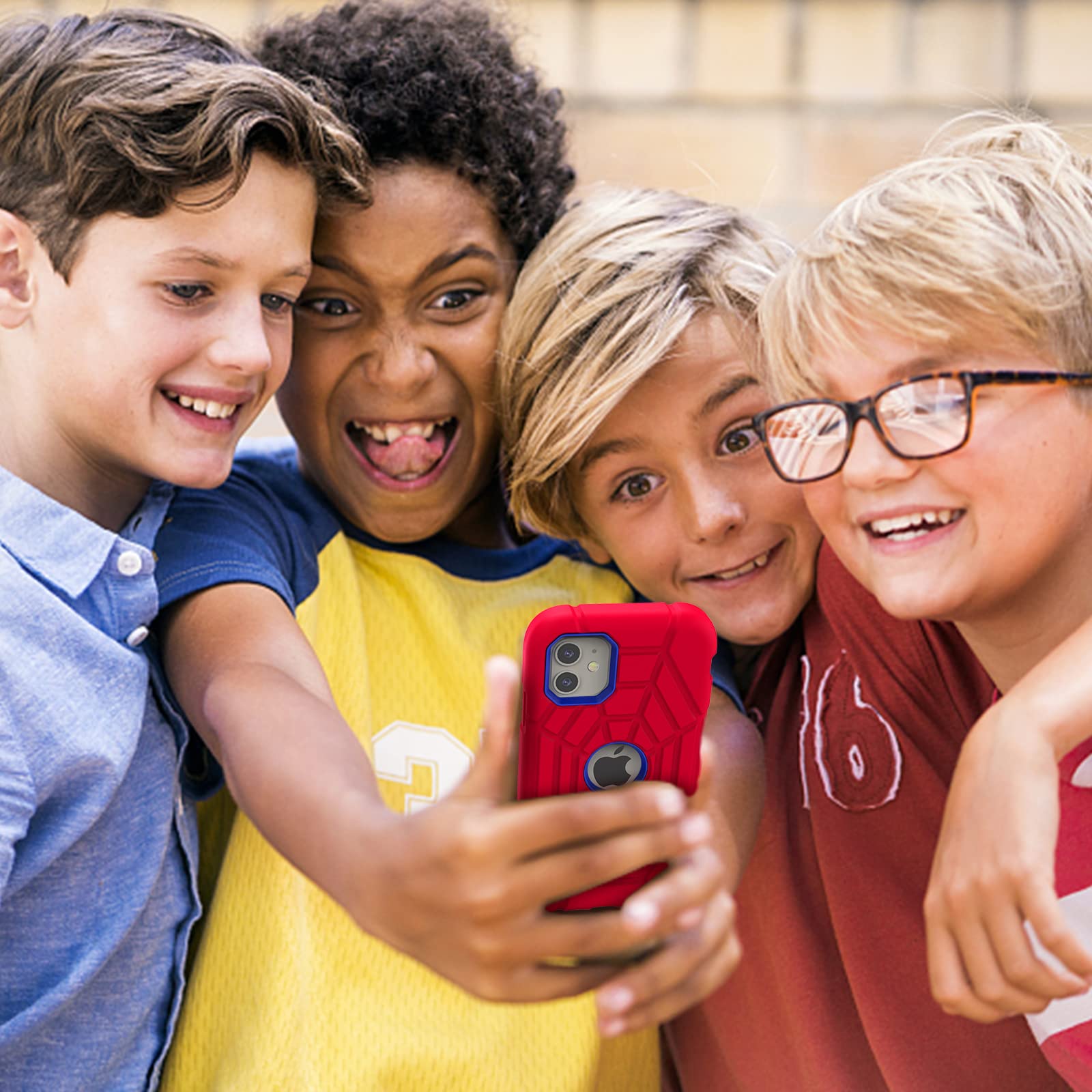 Grifobes Shockproof Case for iPhone 11 & iPhone XR 6.1 Inch - Durable Protective Cover for Kids, Boys & Children (Red & Blue) - Perfect for School, Play & Outdoor Activities