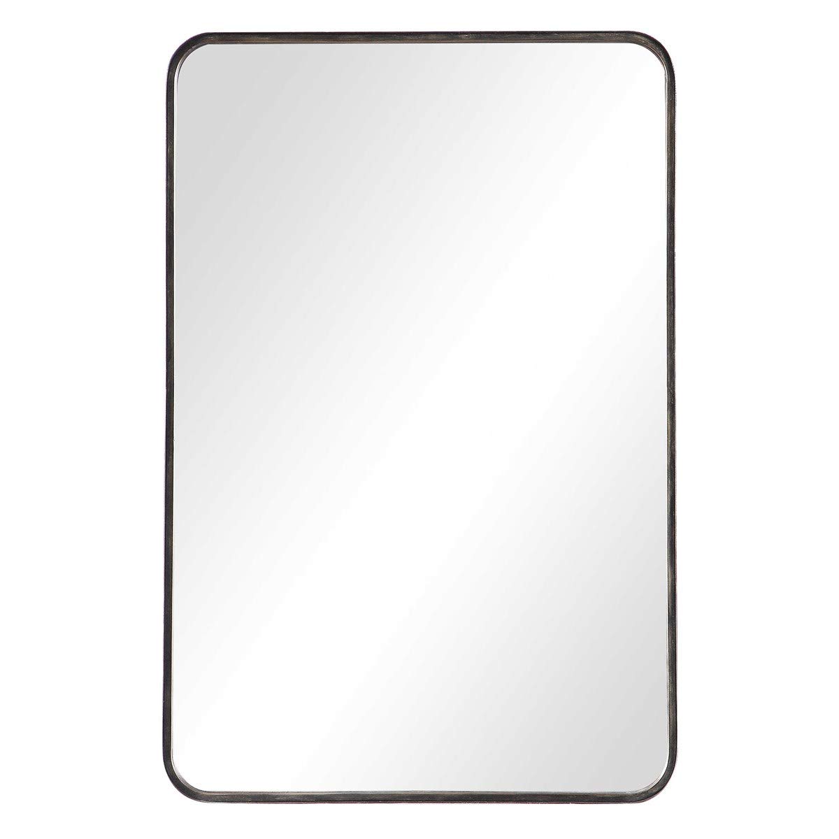 Spinner Moss & Fig Everton Dark Bronze Wall Mirror - 24x36 Inch Contemporary Rectangle Metal Frame with Gold Highlights - Perfect for Living Room, Bedroom, or Entryway Decor