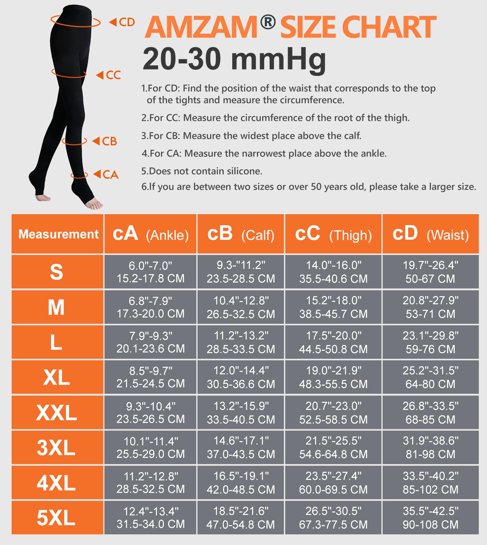 AMZAM® 20-30 mmHg Medical Compression Pantyhose for Women & Men - Waist High Graduated Support Tights for Edema, Varicose Veins & DVT - Opaque Toeless Compression Stockings (Black, Size S) - Ideal for Travel, Pregnancy & Post-Surgery Recovery