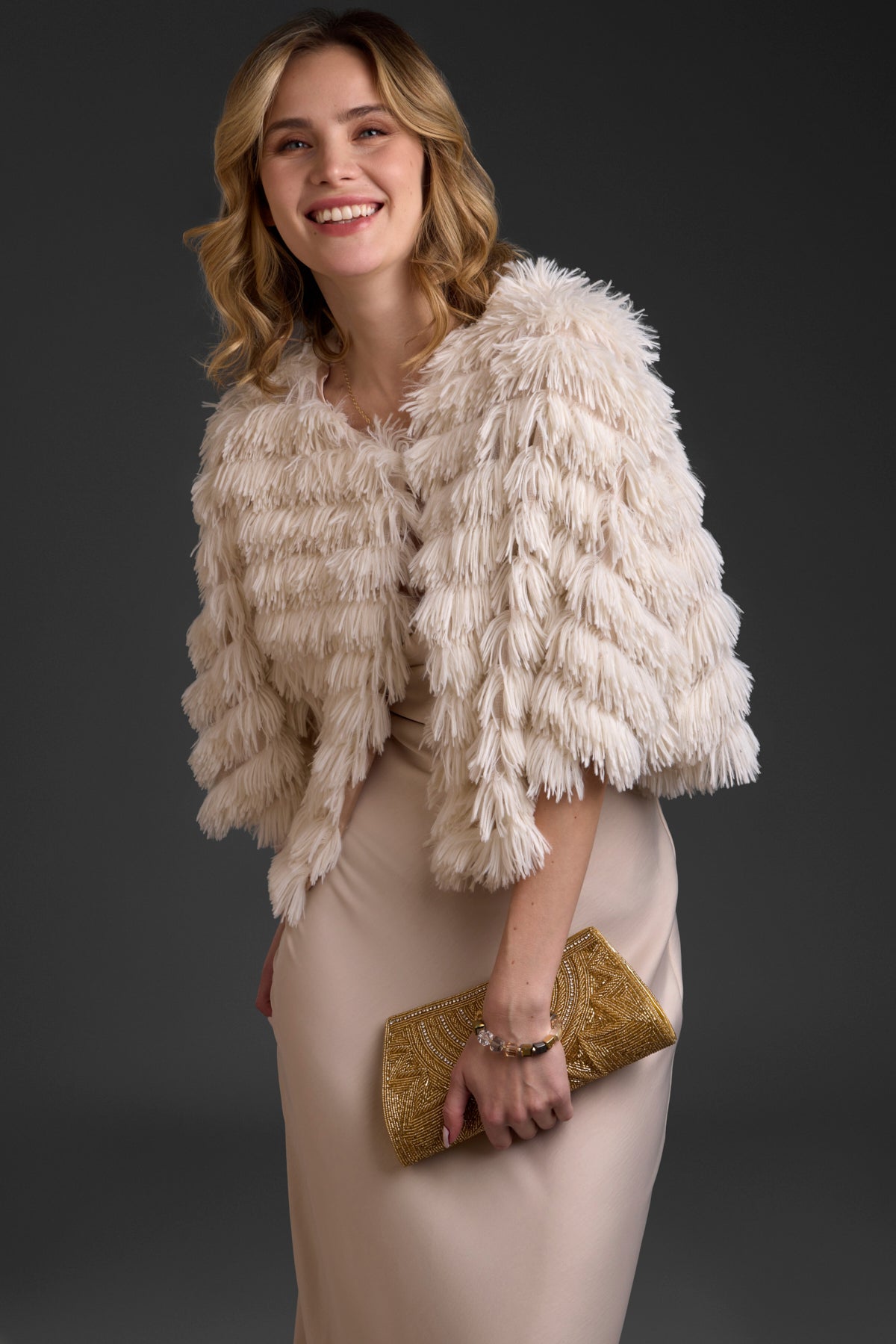 Elegant Faux Fur Capelet with Tassel Trim - Women's Winter Shawl Wrap for Evening Parties & Special Occasions