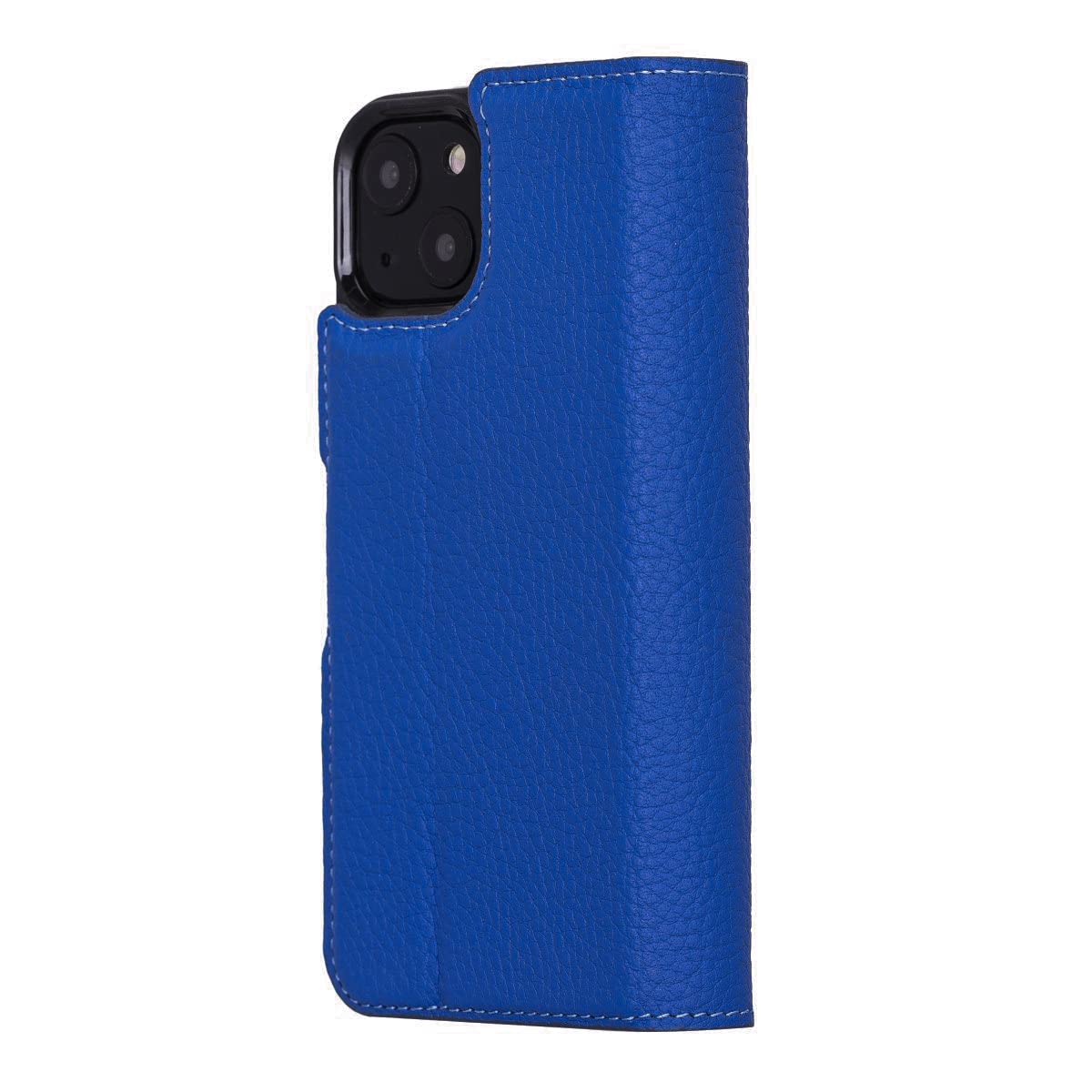 Premium Full Grain Leather iPhone 13 Mini Wallet Case - 2-in-1 Magnetic Detachable Flip Cover with Card Slots & Kickstand | Compatible with Apple MagSafe (Royal Blue) | Perfect for Travel, Business & Everyday Protection