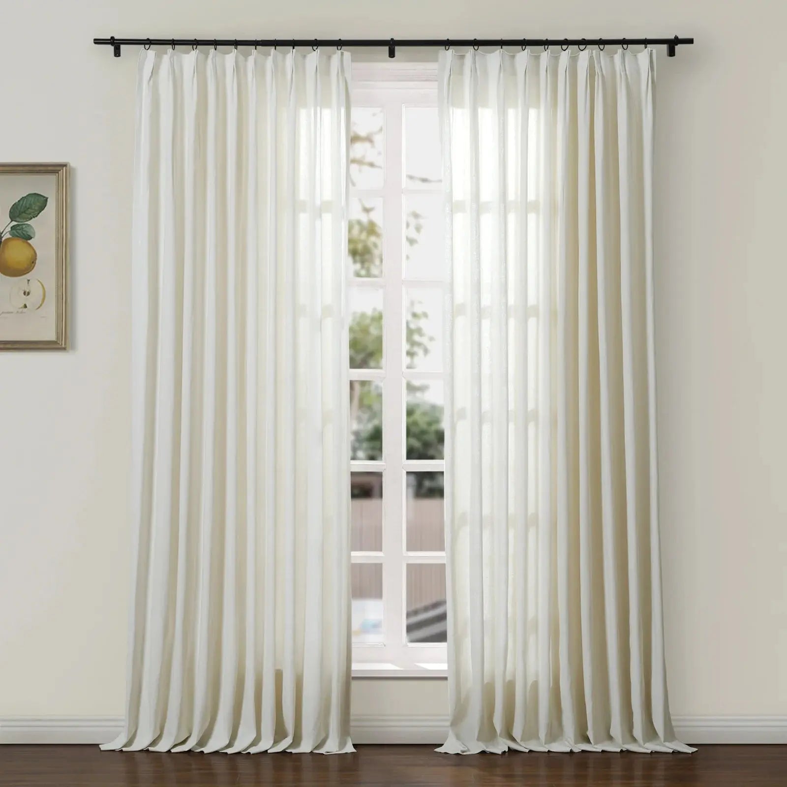 Ron Linen Herringbone Custom Pleated Curtains - Blackout Drapes for Living Room, Bedroom & Home Decor (Set of 2 Panels)