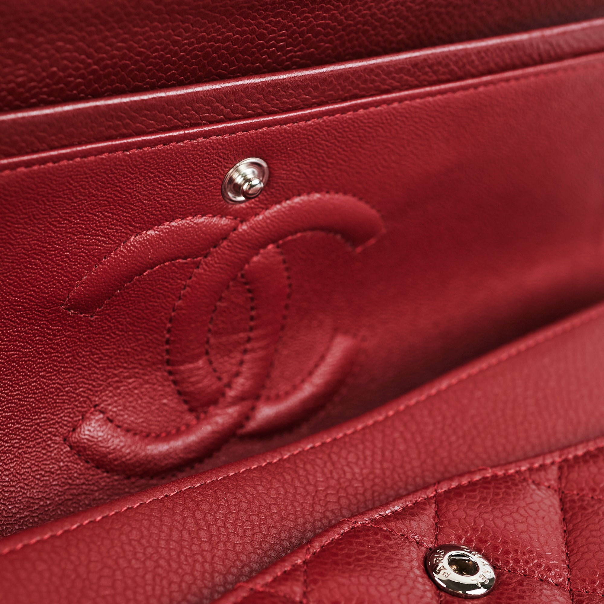 Chanel Medium/Large Caviar Double Classic Flap Bag in Red | Luxury Designer Handbag for Women | Perfect for Parties, Date Nights & Special Occasions