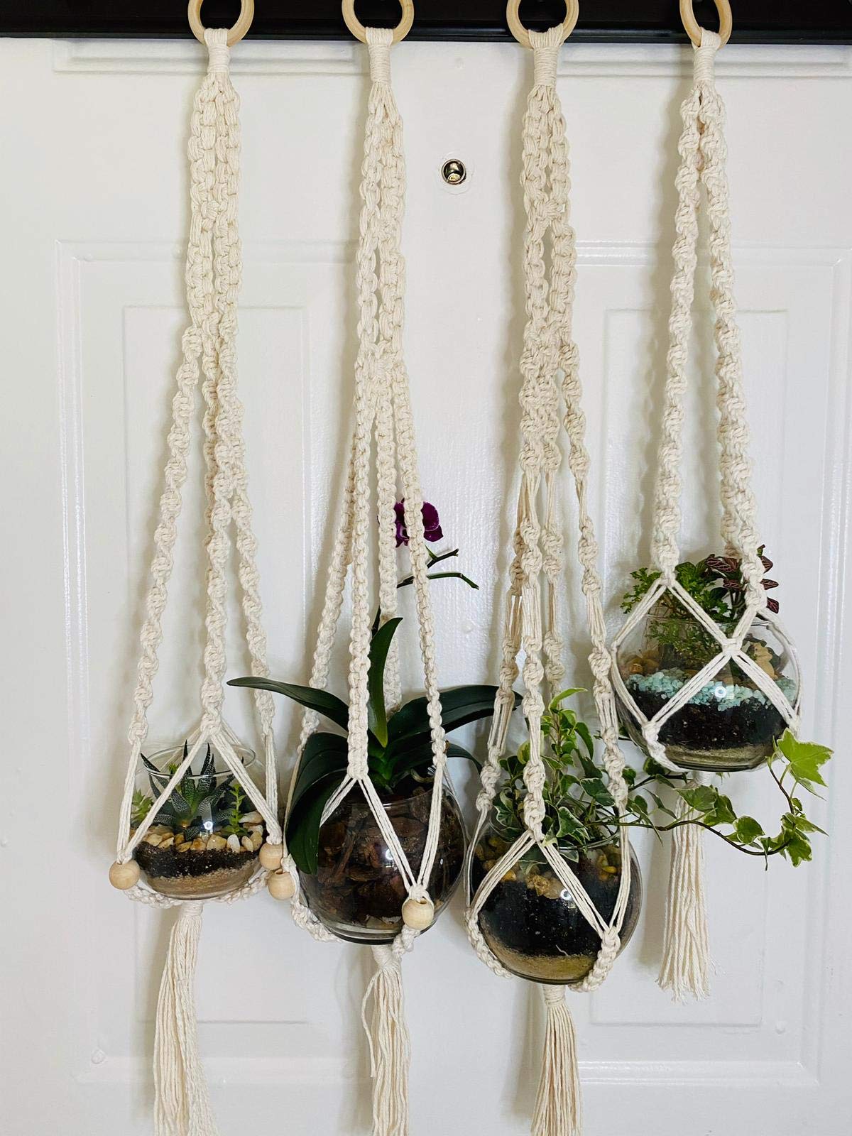 Handmade Macrame Plant Hanger for Indoor & Outdoor Decor - Boho Wall Hanging Planter for Home, Garden, Balcony, and Patio