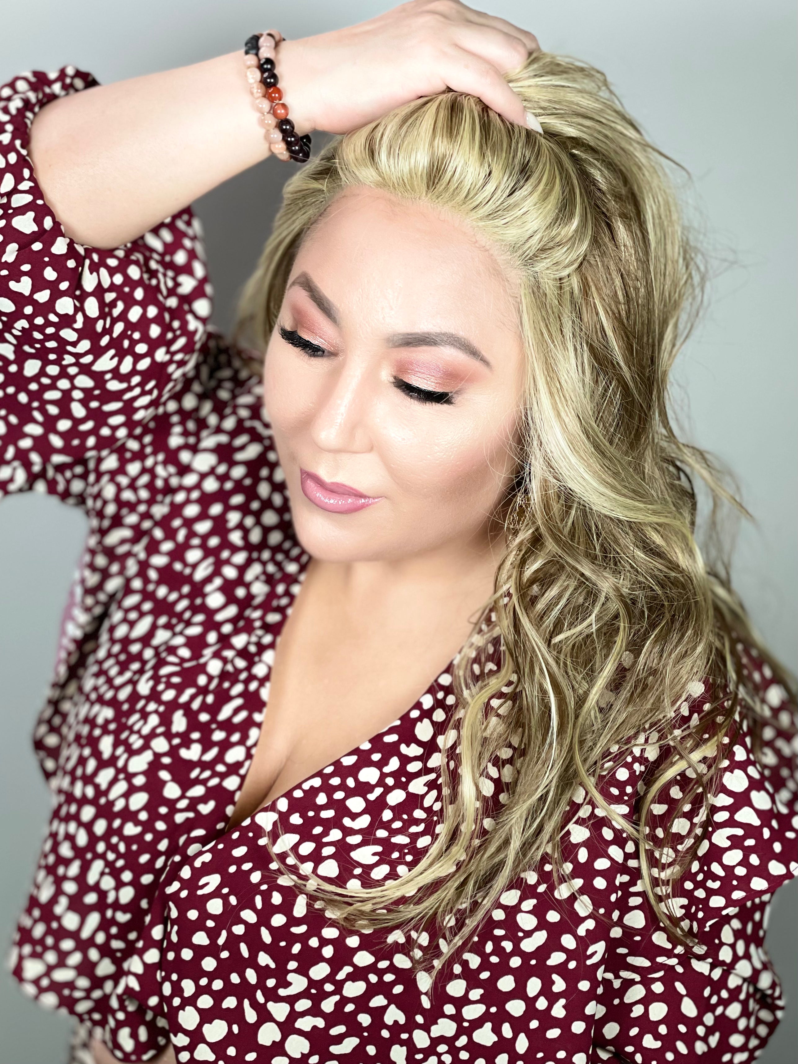 KRISTA Almond Breeze Human Hair Blend Wig - Natural Looking Soft Wavy Hair for Daily Wear & Cosplay