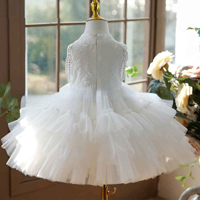 Elegant Baby Girl First Communion Dress with Lace Pattern - Toddler Christening Gown for Baptism & Special Occasions | Perfect for Church Ceremonies, Photo Shoots & Family Celebrations