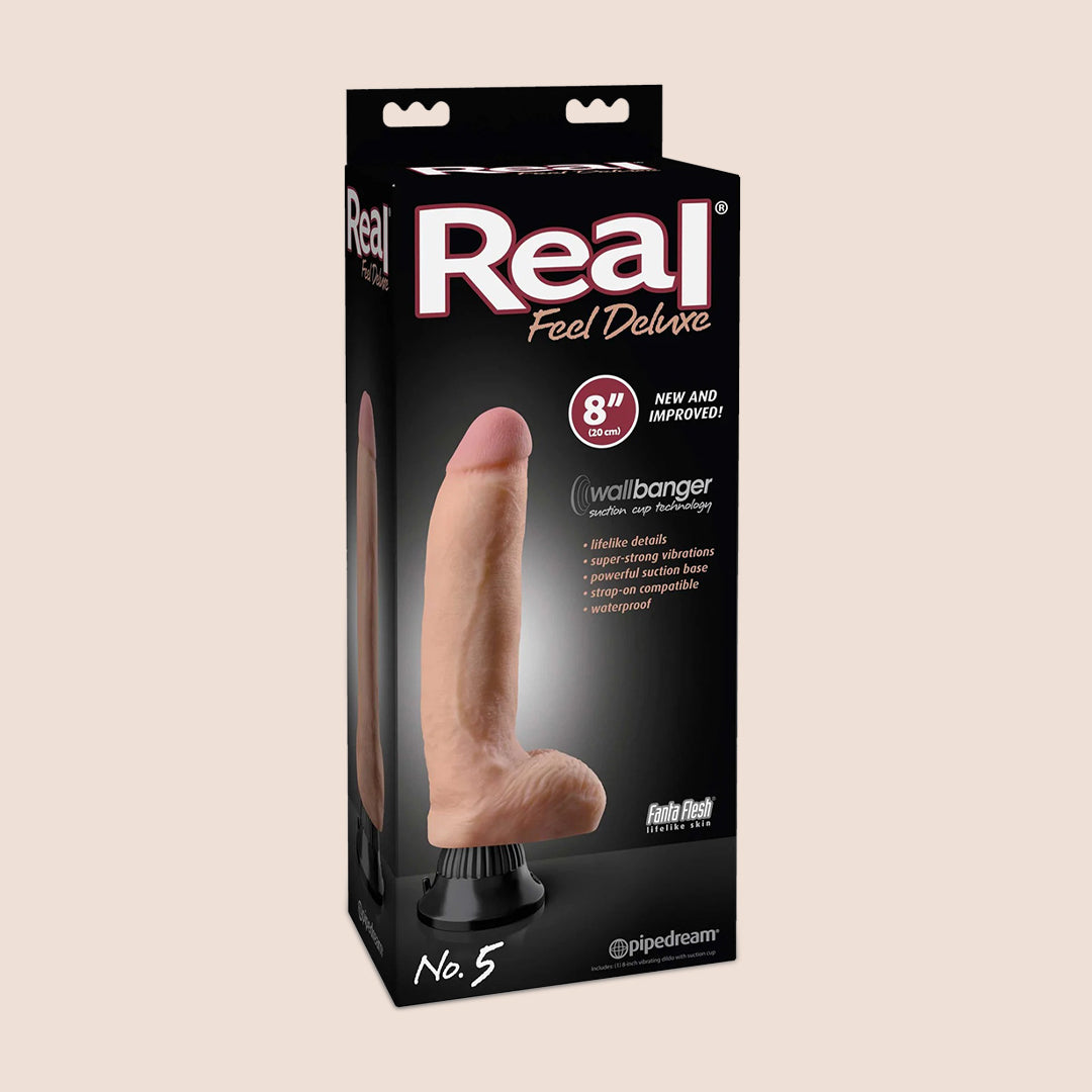 Real Feel Deluxe No. 5 | 8 Inch Realistic Vibrating Dildo with Strong Suction Cup Base - Perfect for Solo Play, Couples Fun & BDSM Exploration