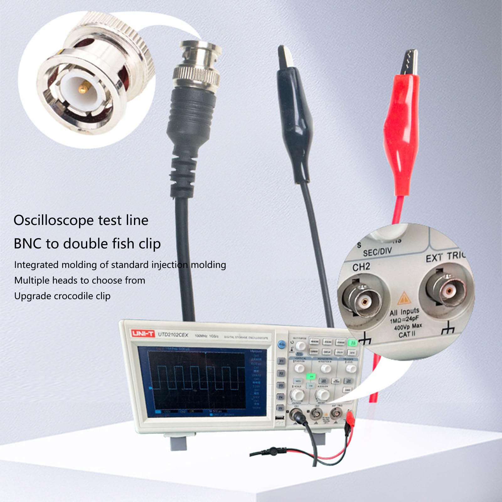BNC Oscilloscope Probe - High-Quality BNC to Alligator Clip Adapter (110cm) for Reliable Signal Transmission - Ideal for Electronics Testing, Circuit Debugging & Lab Measurements