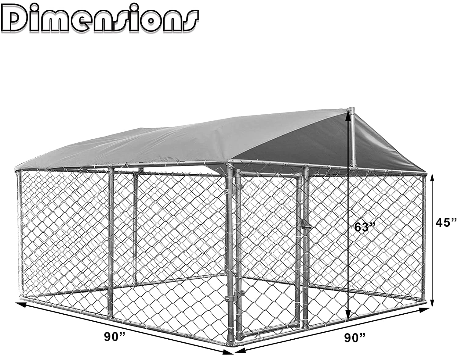 Magic Union Outdoor Dog Kennel Playpen - Waterproof Roof Cover, Durable Silver Metal Fence for Backyard Dog Run & Pet House | Perfect for Large/Small Dogs, Puppy Training & Outdoor Playtime