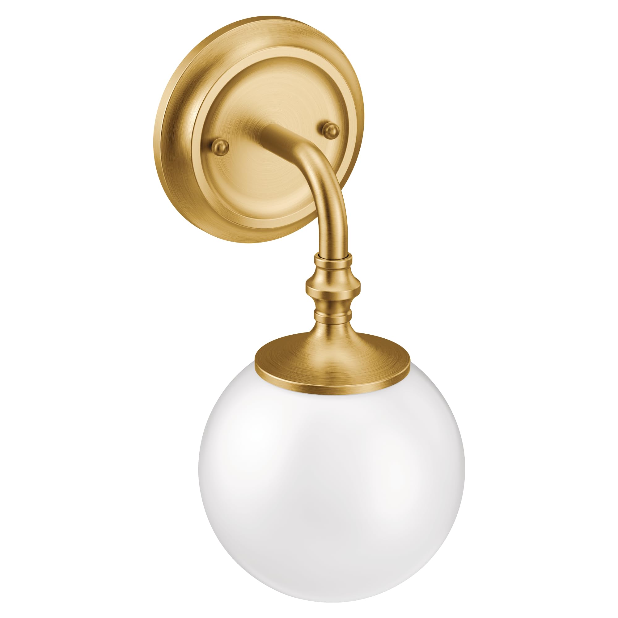 Moen YB0561BG Colinet 1-Light Brushed Gold Bathroom Vanity Light Fixture with Frosted Glass - Dual Mount for Bathroom, Powder Room & Dressing Area