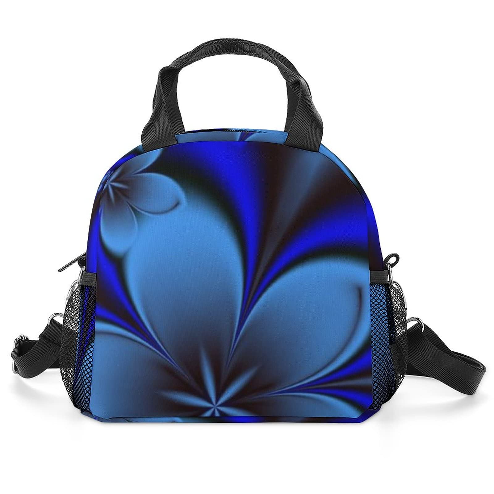 Insulated Lunch Bag for School & Office - Thick Cooler Lunch Box with Blue Floral Design, Keeps Food Warm or Cold - Perfect for Work, Picnics, Travel - Great Gift for Men, Women & Teens