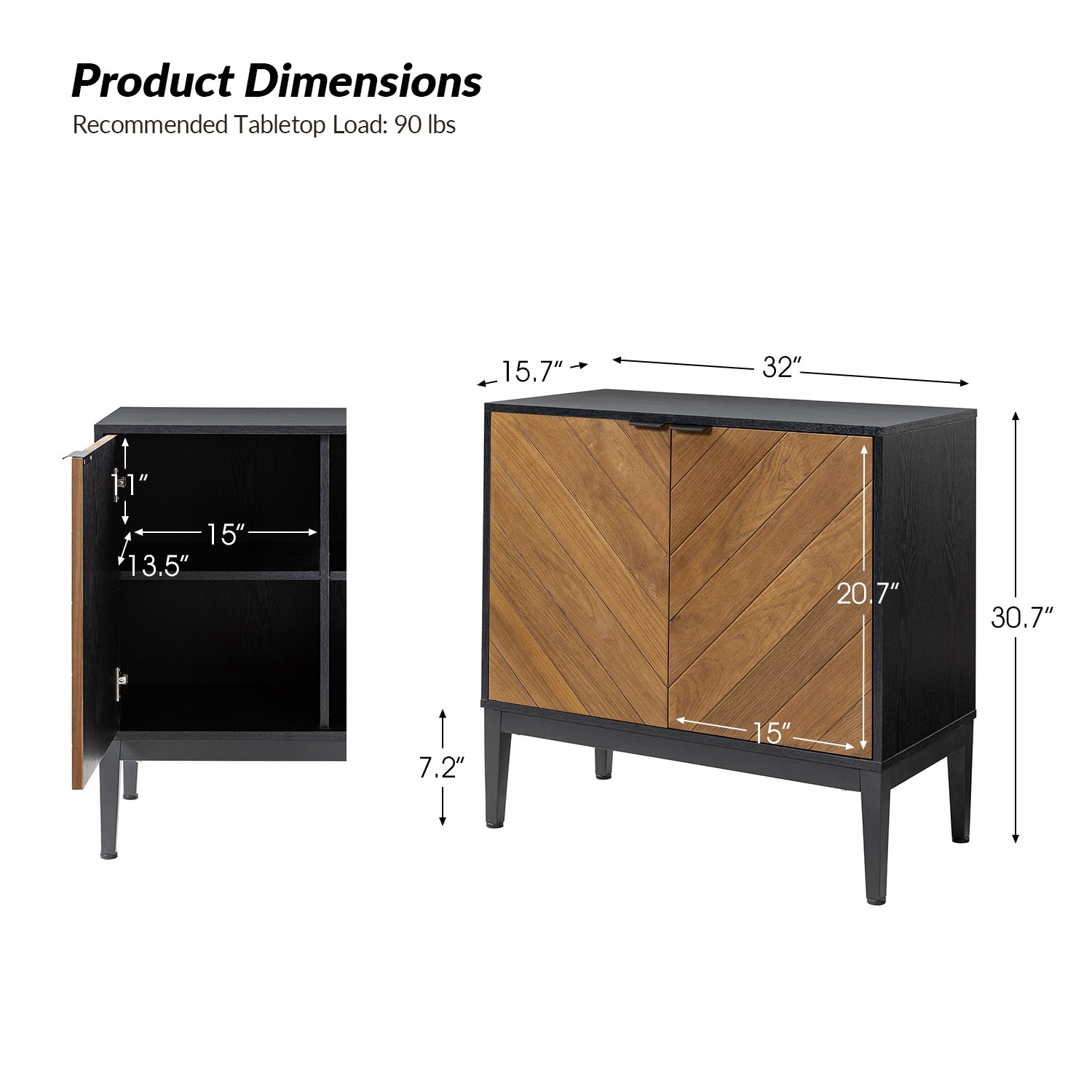Eugen 32 Inch Tall 2 Door Accent Cabinet - Stylish Storage Solution for Living Room, Bedroom, or Entryway