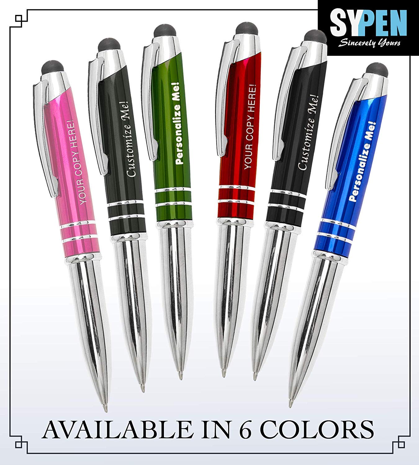 Custom Printed Pens Bulk 50 Pack - Personalized with Your Text or Logo - 3-in-1 LED Flashlight, Ballpoint Pen & Touchscreen Stylus - Perfect for Business Promotions, Corporate Gifts, Trade Shows & Events (Grey)