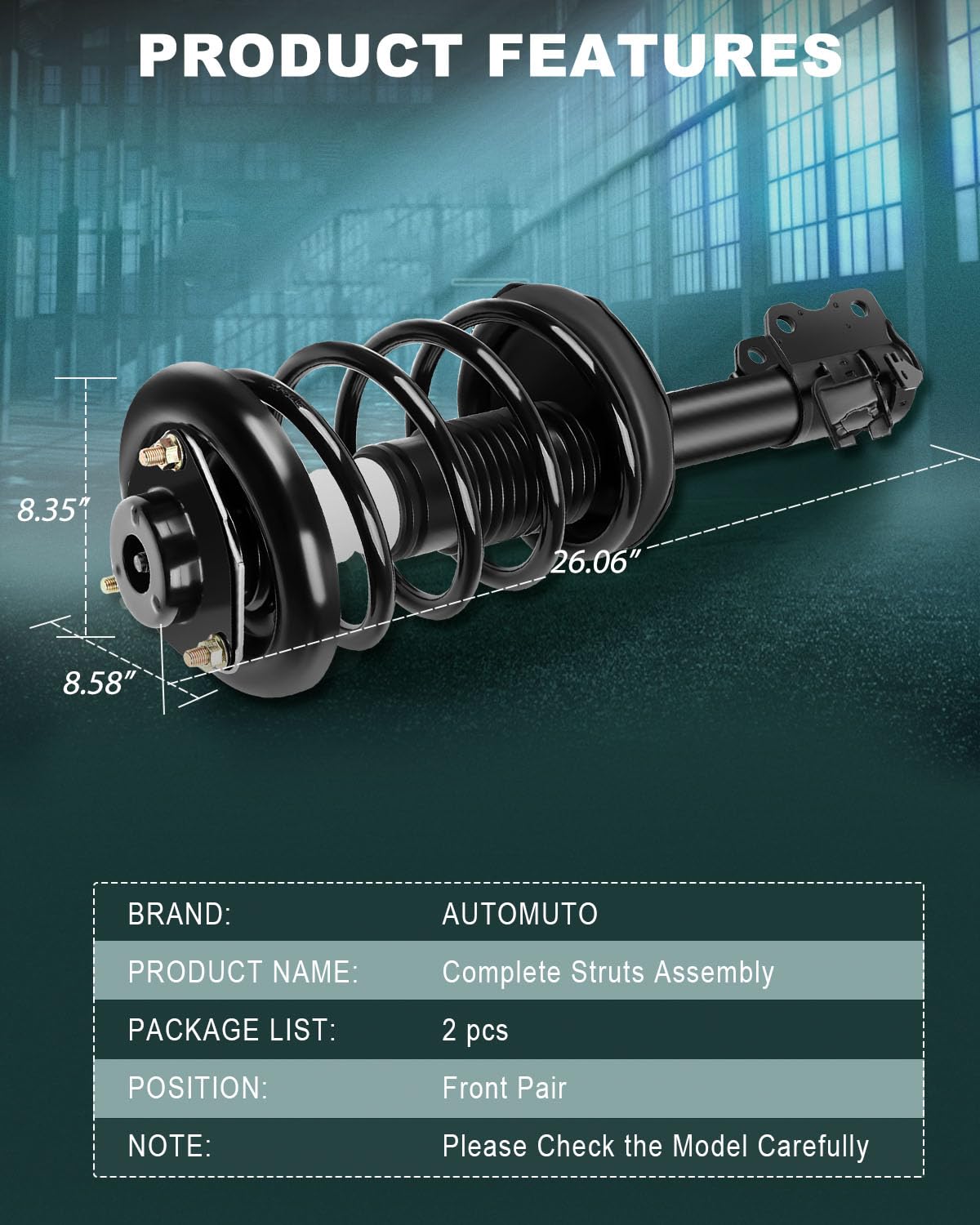 AUTOMUTO Front Struts and Shocks Complete Struts Assembly - Compatible with 2000-2001 Infiniti I30 & Nissan Maxima (171419, 171418) - Smooth Ride & Enhanced Handling for City Commuting & Highway Driving